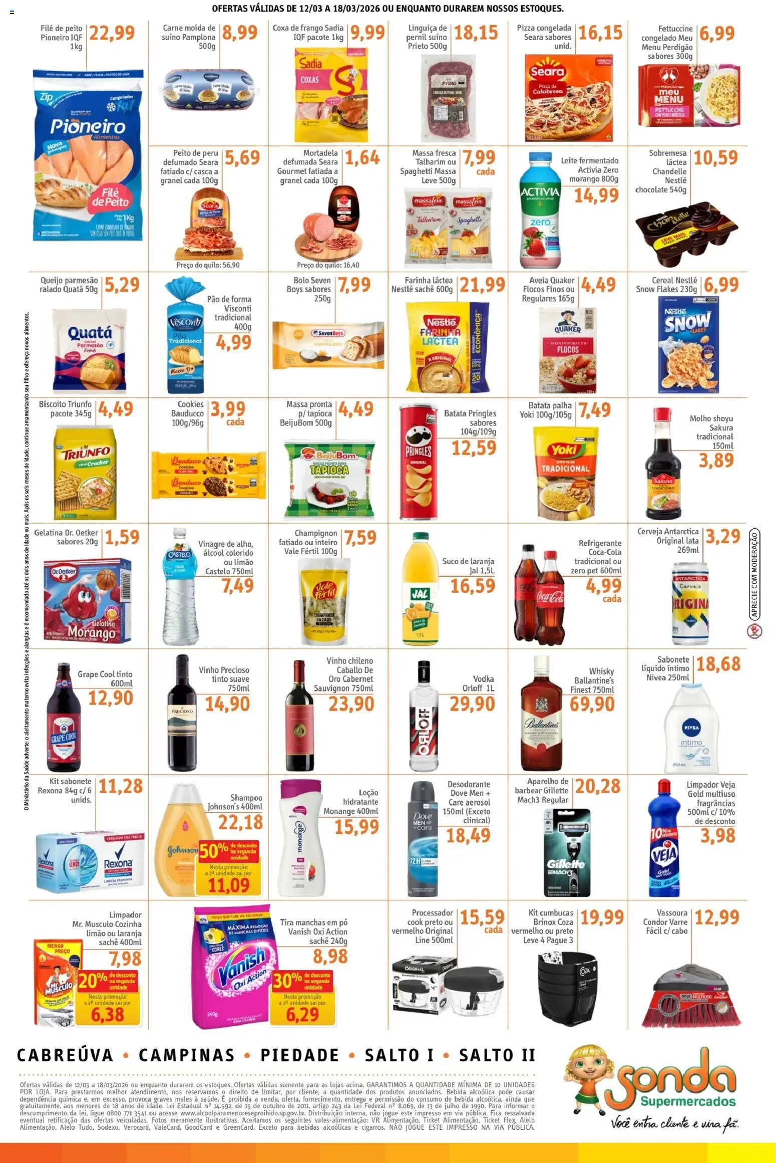 Sonda Folheto - válido de 12.03.2026 | Página: 2 | Produtos: Whisky, Cerveja, Pão de forma, Aveia