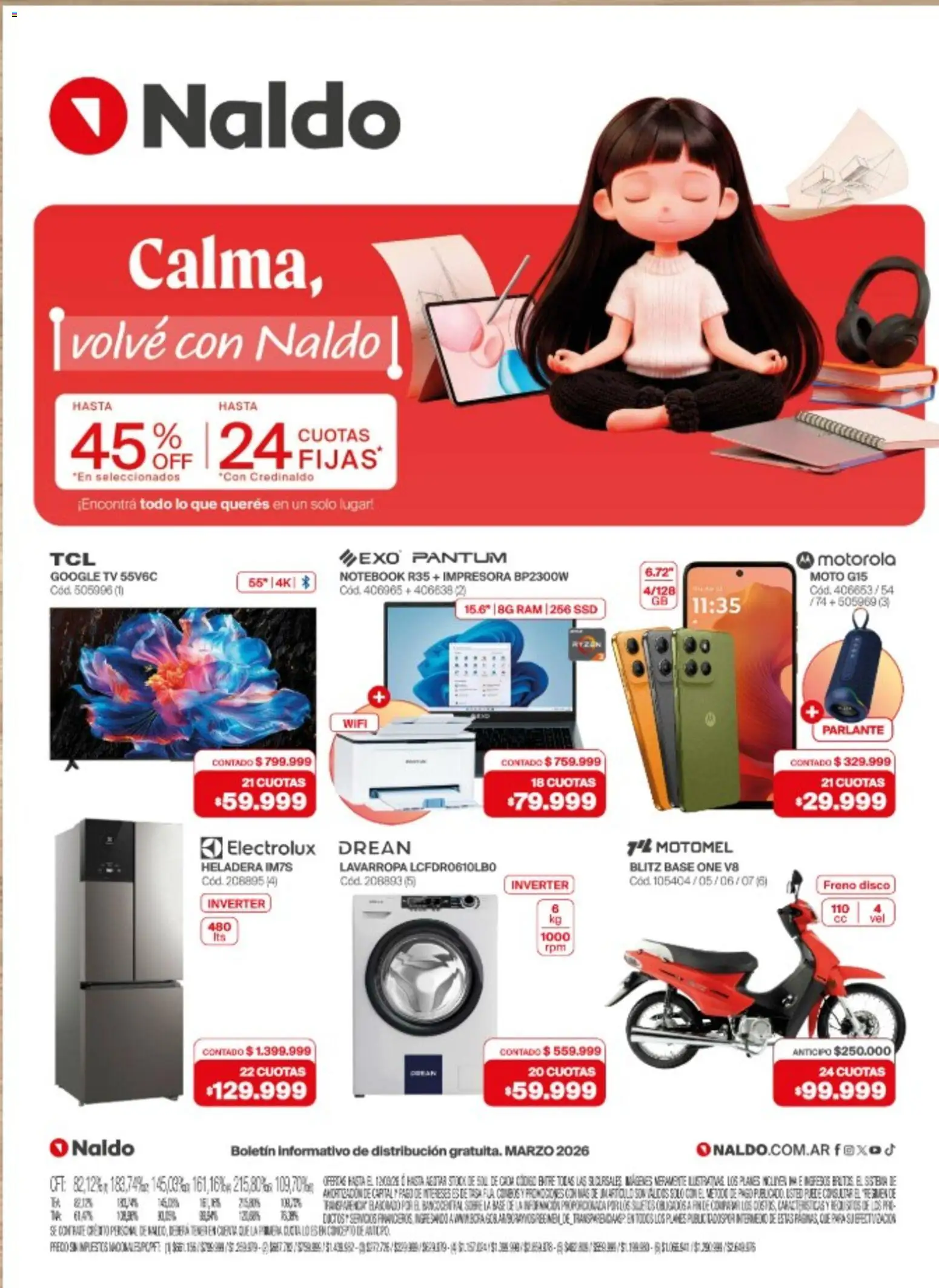 Naldo catálogo │ válido desde el 02.03.2026 | Página: 1 | Productos: Impresora, Heladera, Parlante, Notebook