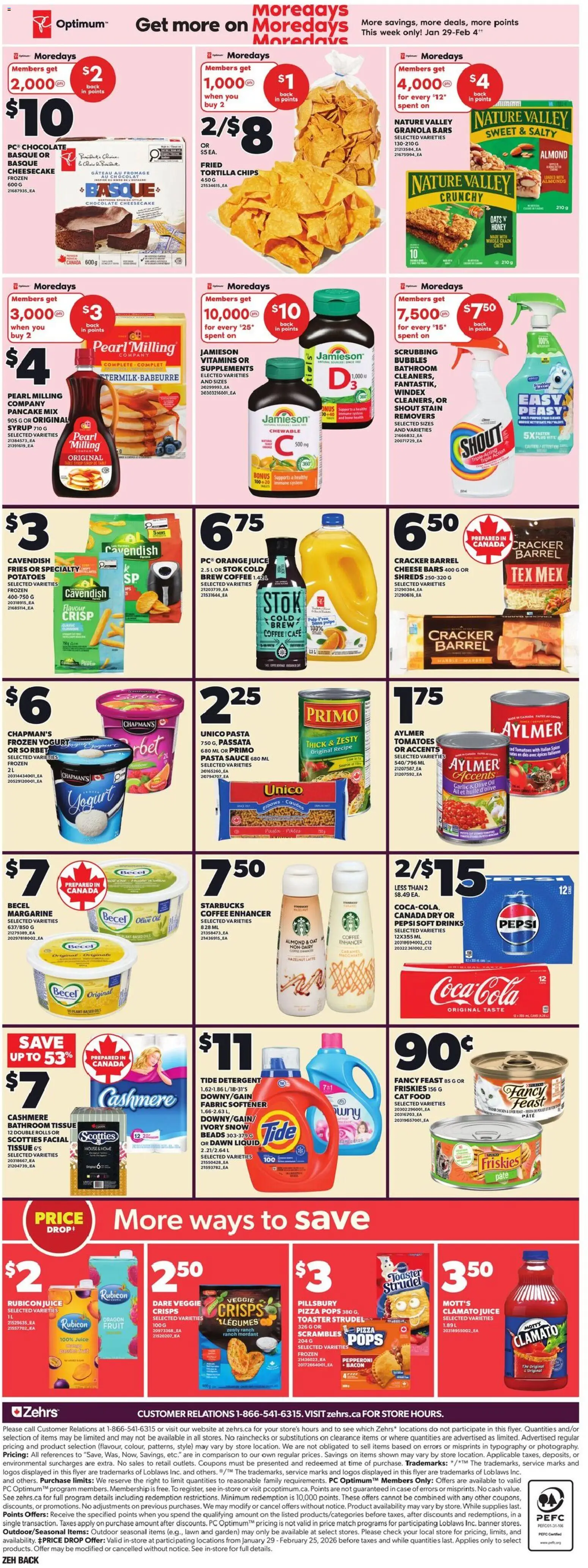 Zehrs flyer valid from 29.01.2026 | Page: 4 | Products: Chips, PC, Oil, Coffee
