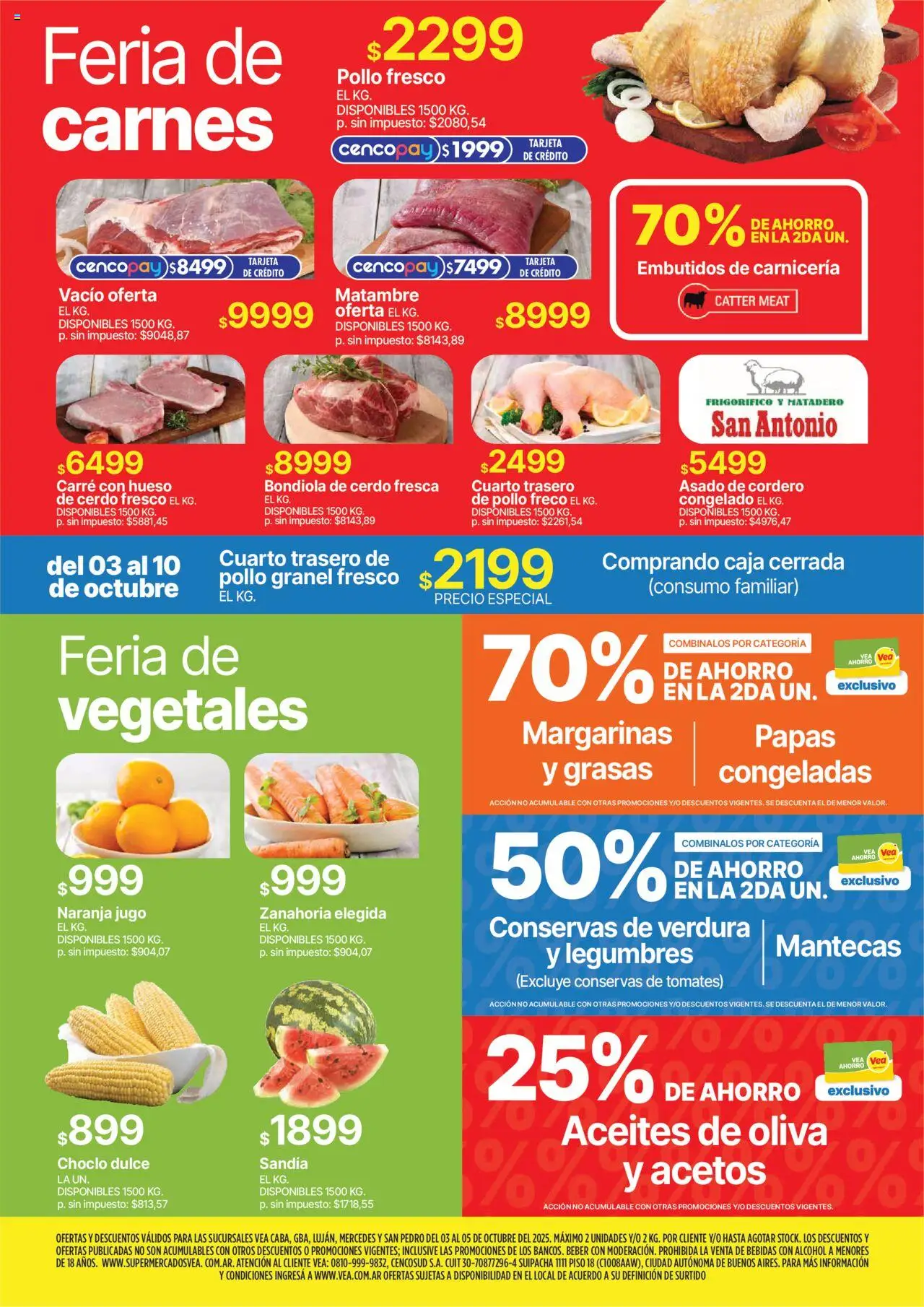 Vea - Oferta fin de semana │ válido desde el 03.10.2025 | Página: 3 | Productos: Pollo, Jugo, Tomates, Zanahoria