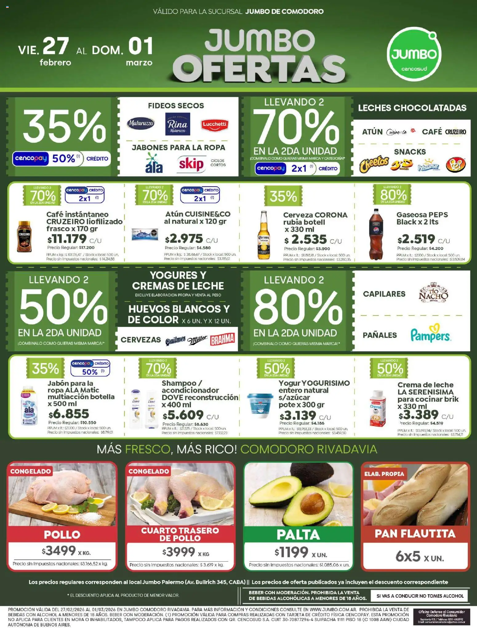 Jumbo - Ofertas | Comodoro │ válido desde el 27.02.2026 | Página: 1 | Productos: Botella, Gaseosa, Café, Cerveza