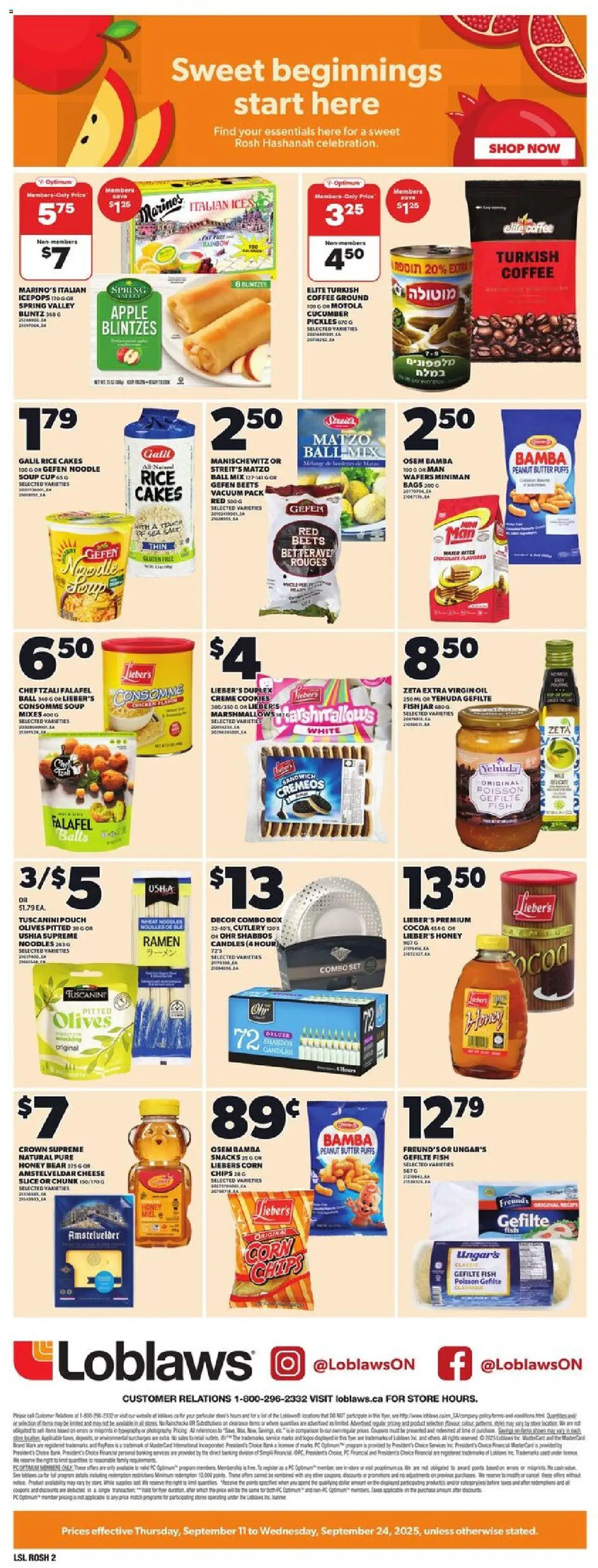 Loblaws flyer valid from 18.09.2025 | Page: 2 | Products: Fish, Cookies, Oil, Chocolate