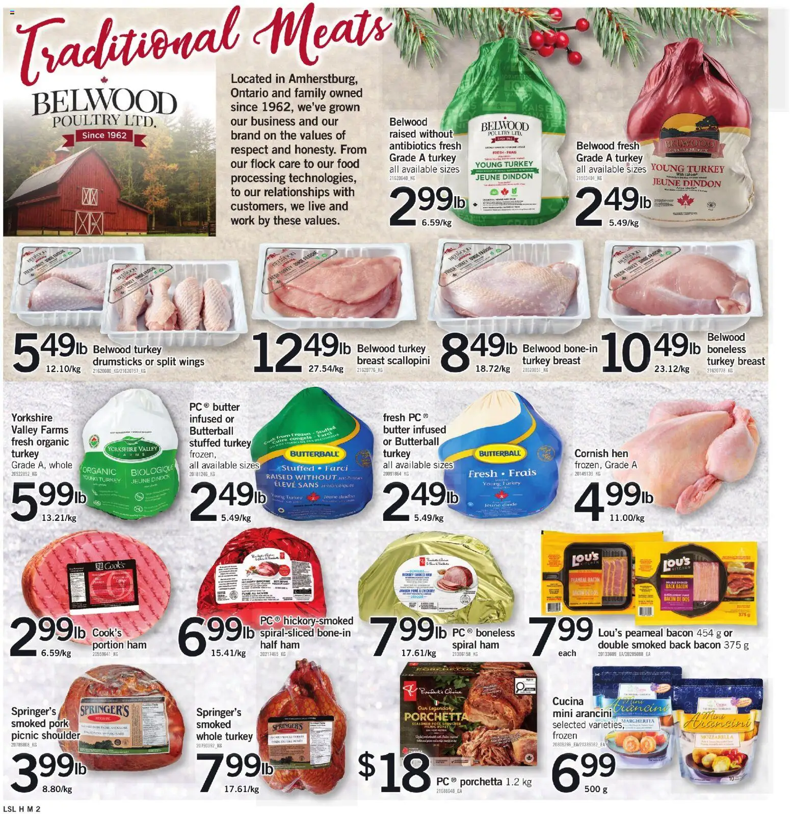 Loblaws flyer valid from 18.12.2025 | Page: 3 | Products: Turkey, Butter, Ham, Pork