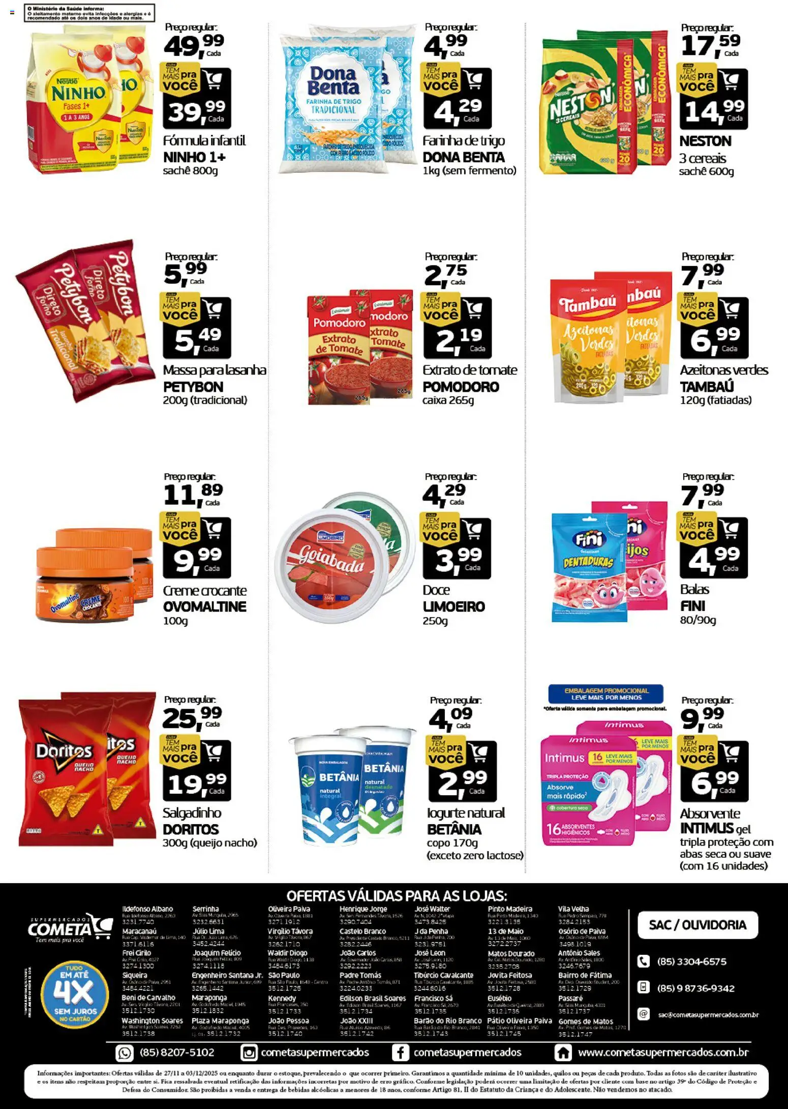 Cometa Supermercados Folheto - válido de 27.11.2025 | Página: 2 | Produtos: Azeitonas, Queijo, Fórmula infantil, Goiabada