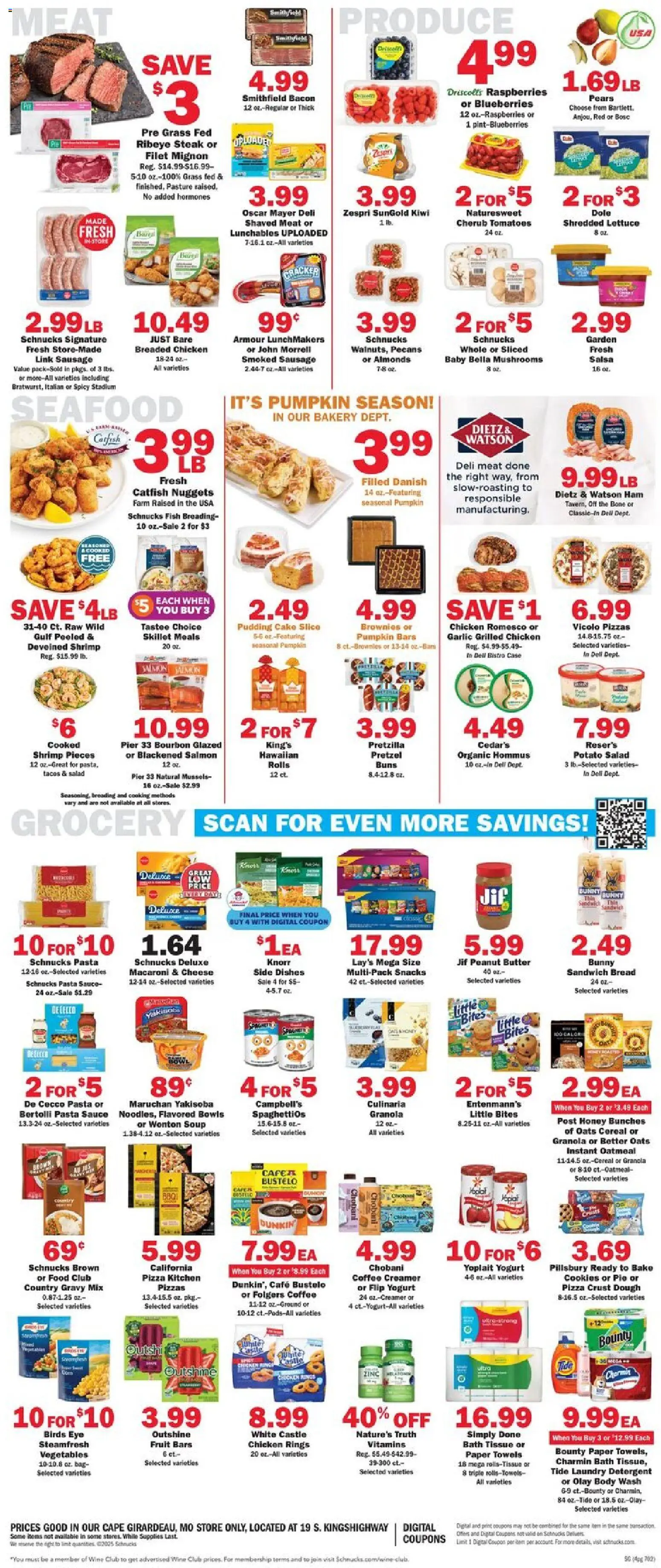 Schnucks Weekly Print Ad - MO - valid from 29.10.2025 | Page: 4 | Products: Butter, Ham, Vegetables, Pumpkin