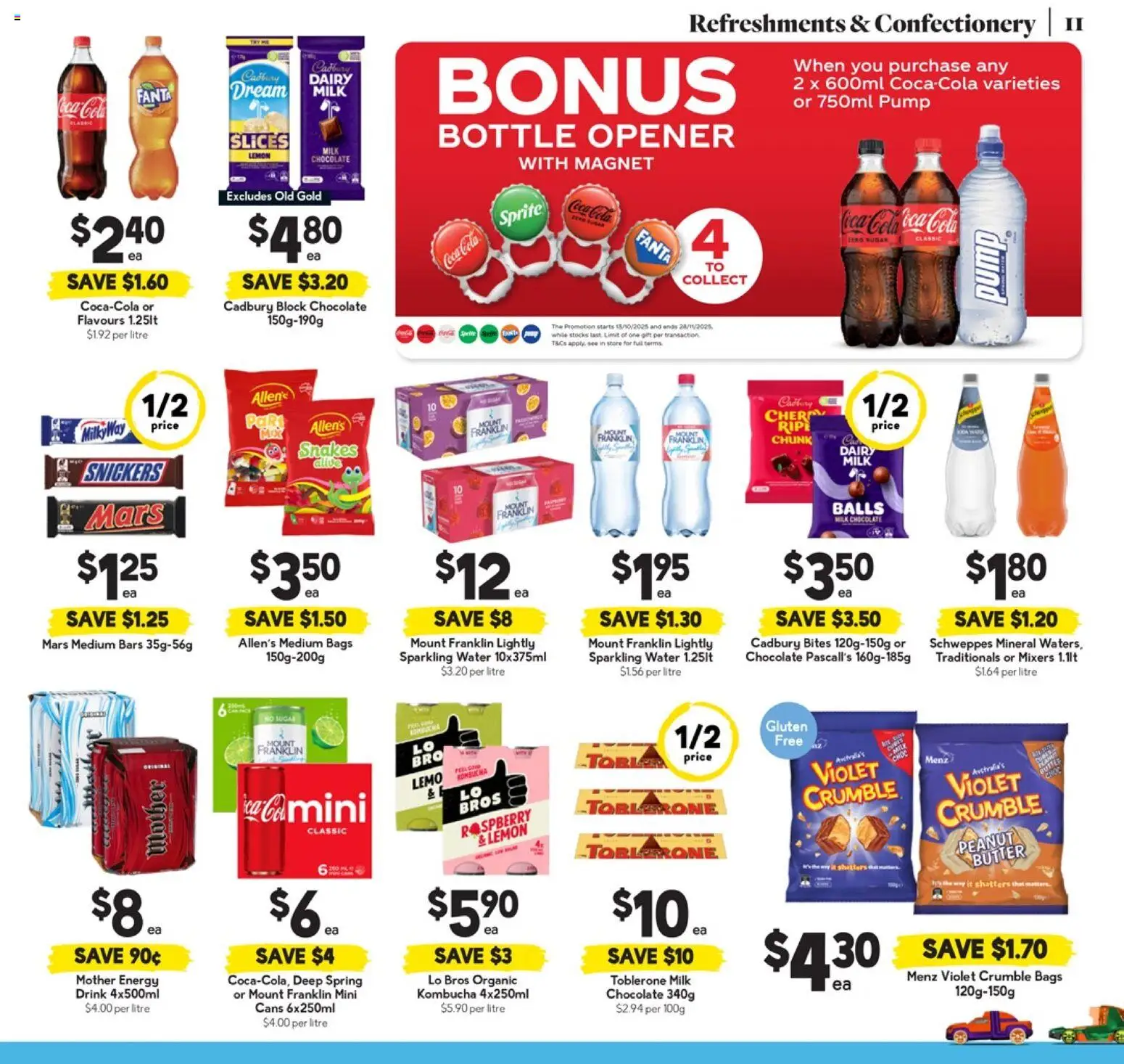 Drakes catalogue - valid from 05.11.2025 | Page: 11 | Products: Bottle opener, Milk, Coca Cola, Raspberry