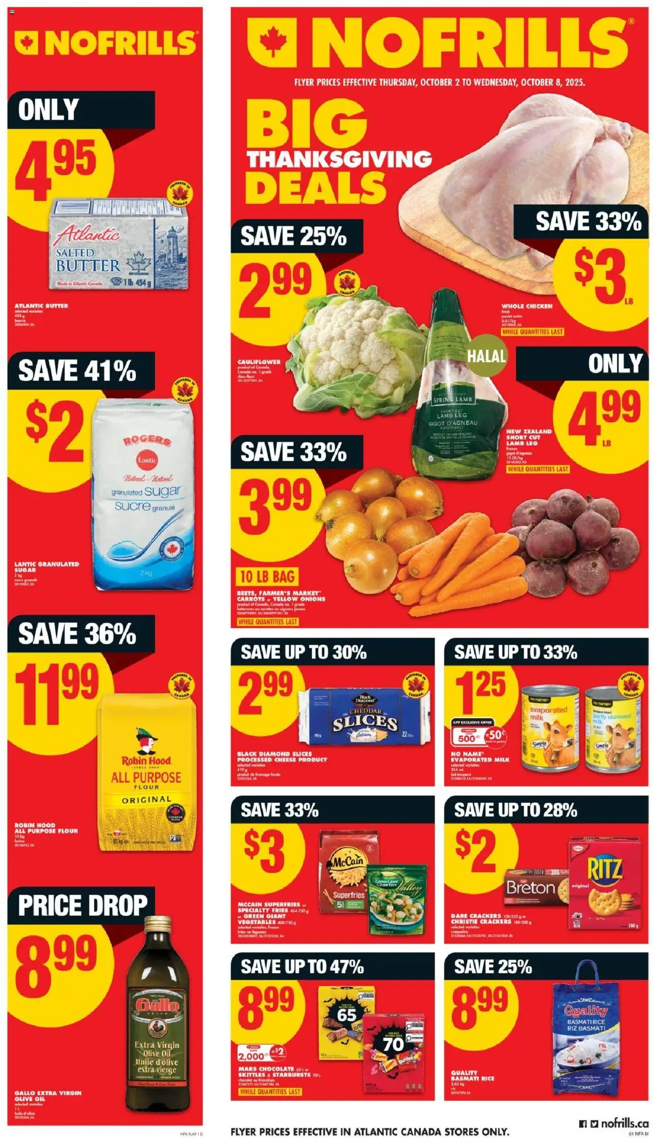 No Frills flyer valid from 02.10.2025 | Page: 1 | Products: Butter, Cheese, Oil, Chicken
