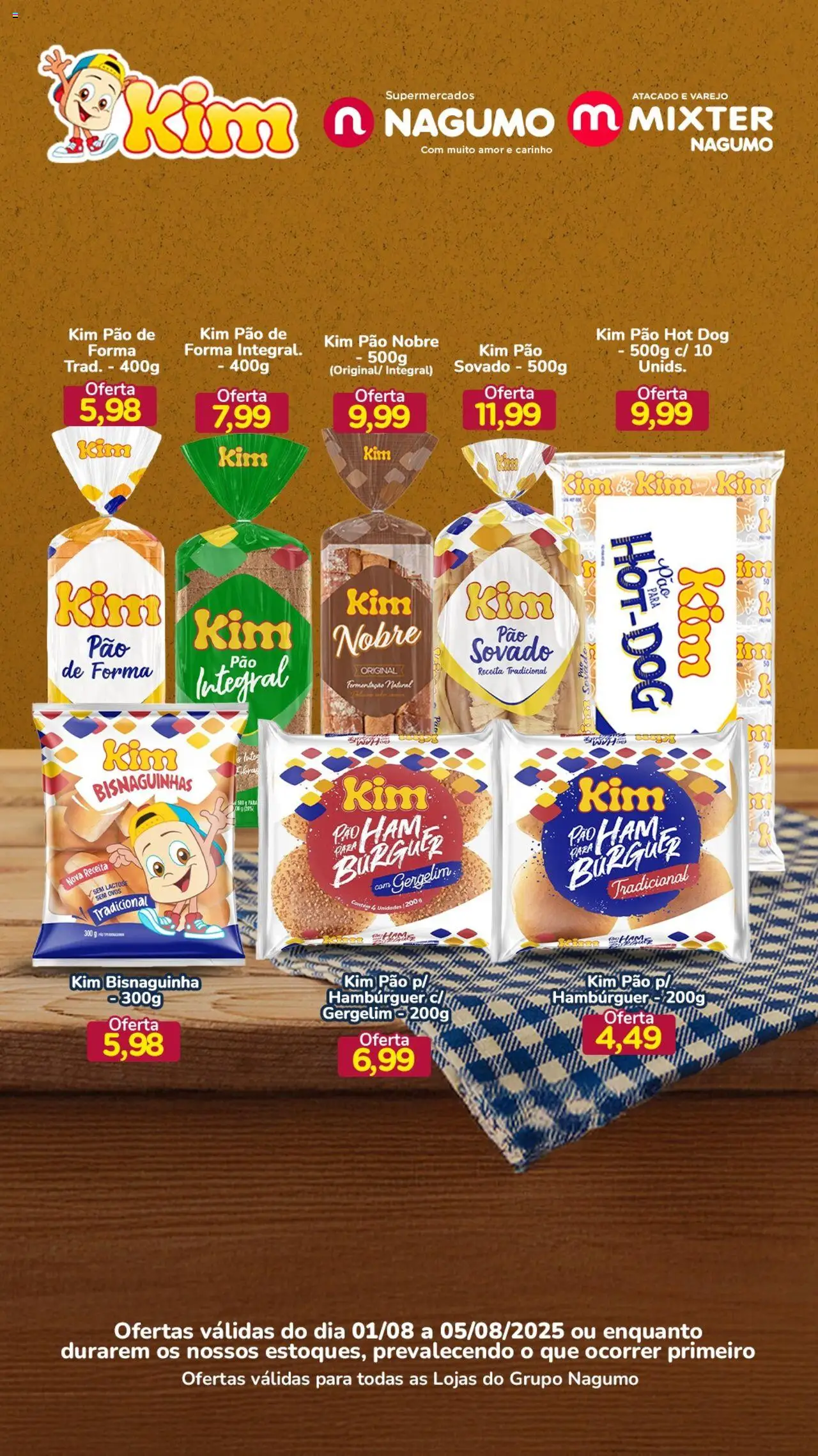 Nagumo Folheto - válido de 01.08.2025 | Página: 1 | Produtos: Ovos, Pão, Hambúrguer