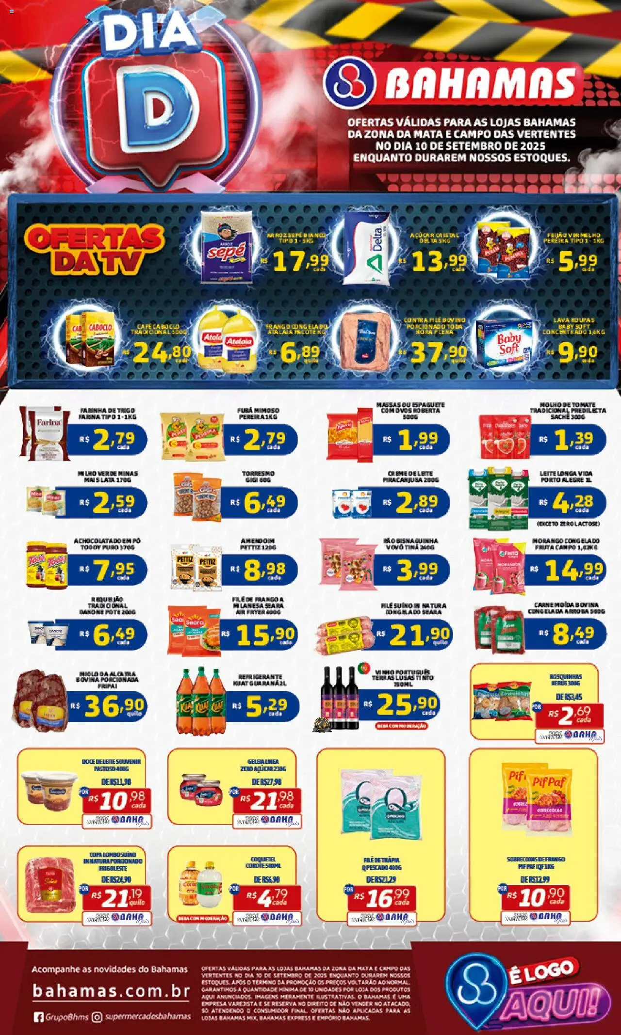 Bahamas Supermercados Folheto - válido de 10.09.2025 | Página: 1 | Produtos: Espaguete, Pão, Vinho, Doce de leite
