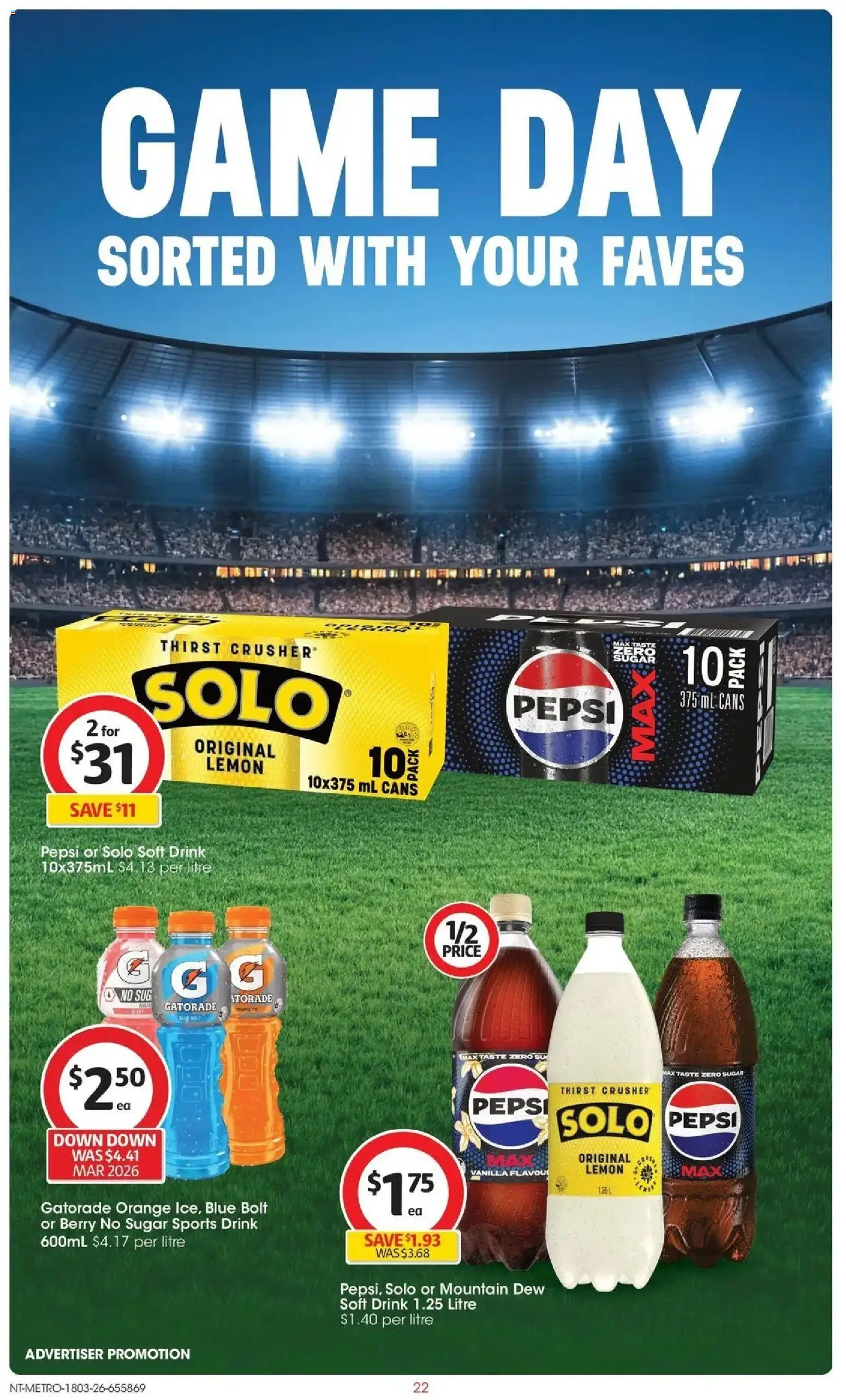 Coles catalogue - valid from 17.03.2026 | Page: 22 | Products: Pepsi, Sugar, Lemon, Game