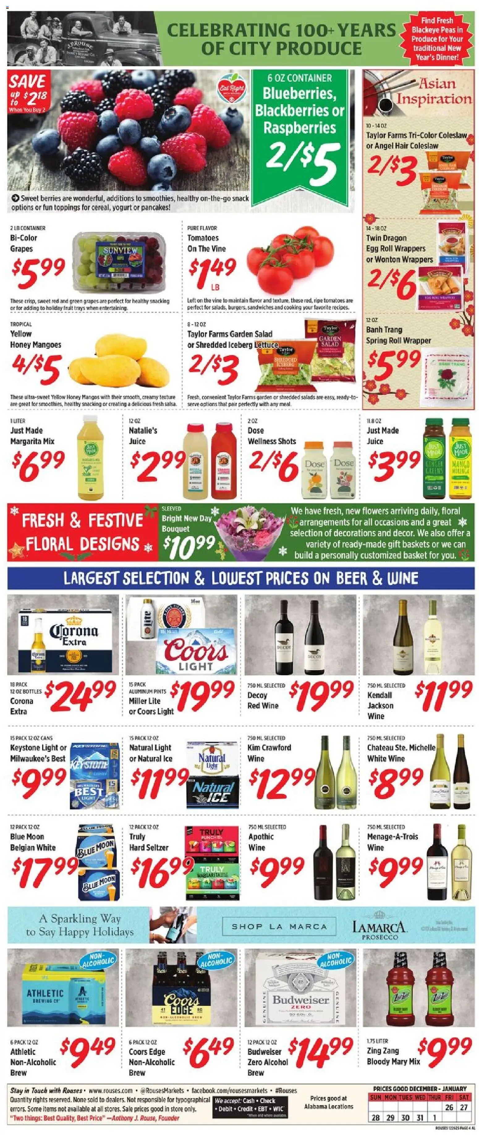 Rouses Weekly Ad - AL - valid from 26.12.2025 | Page: 8 | Products: Yogurt, Wine, Beer, Grapes