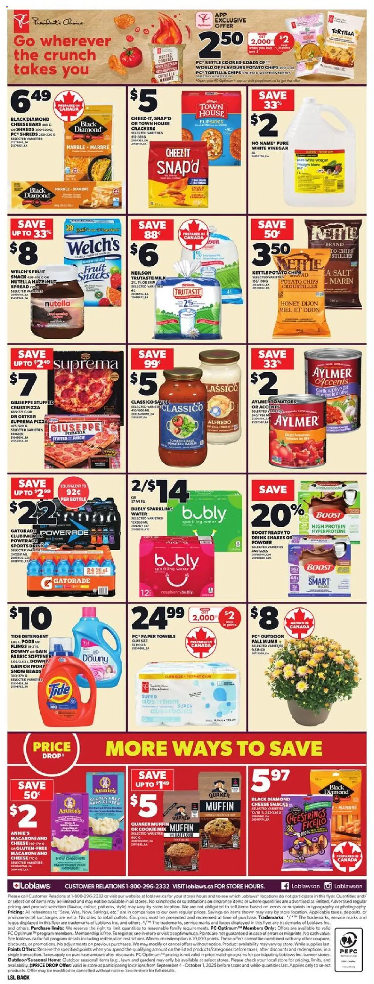 Loblaws flyer valid from 25.09.2025 | Page: 4 | Products: PC, Case, Cheese, Pizza