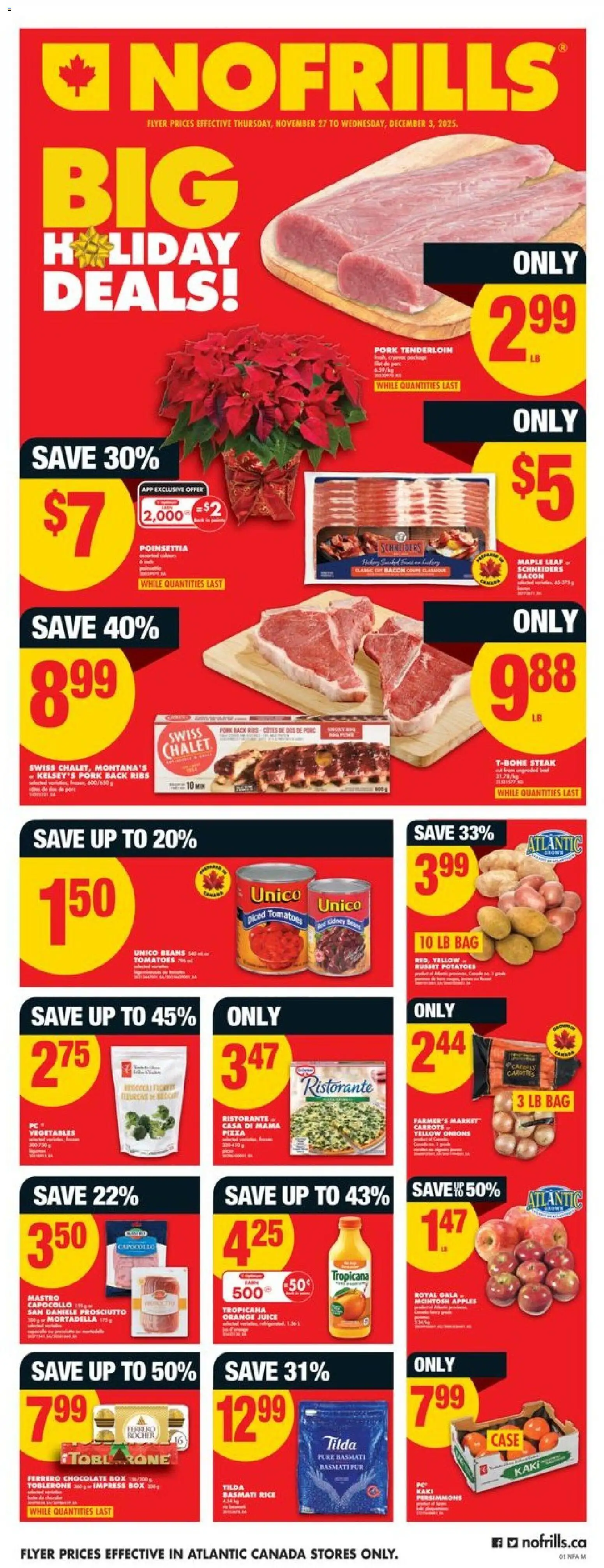 No Frills flyer valid from 27.11.2025 | Page: 2 | Products: Potatoes, Case, Pizza, Tomatoes