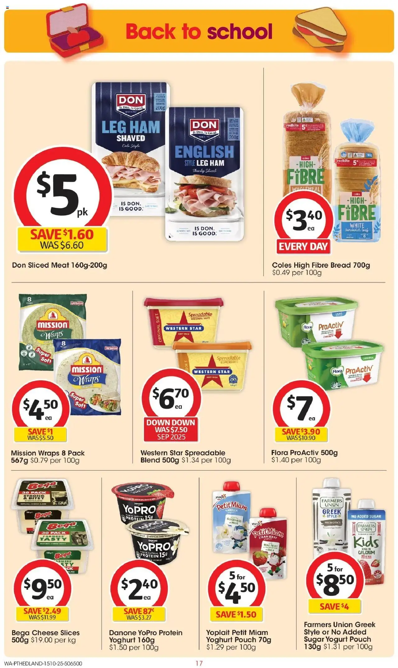 Coles catalogue - valid from 15.10.2025 | Page: 17 | Products: Cheese, Yoghurt, Ham, Sugar