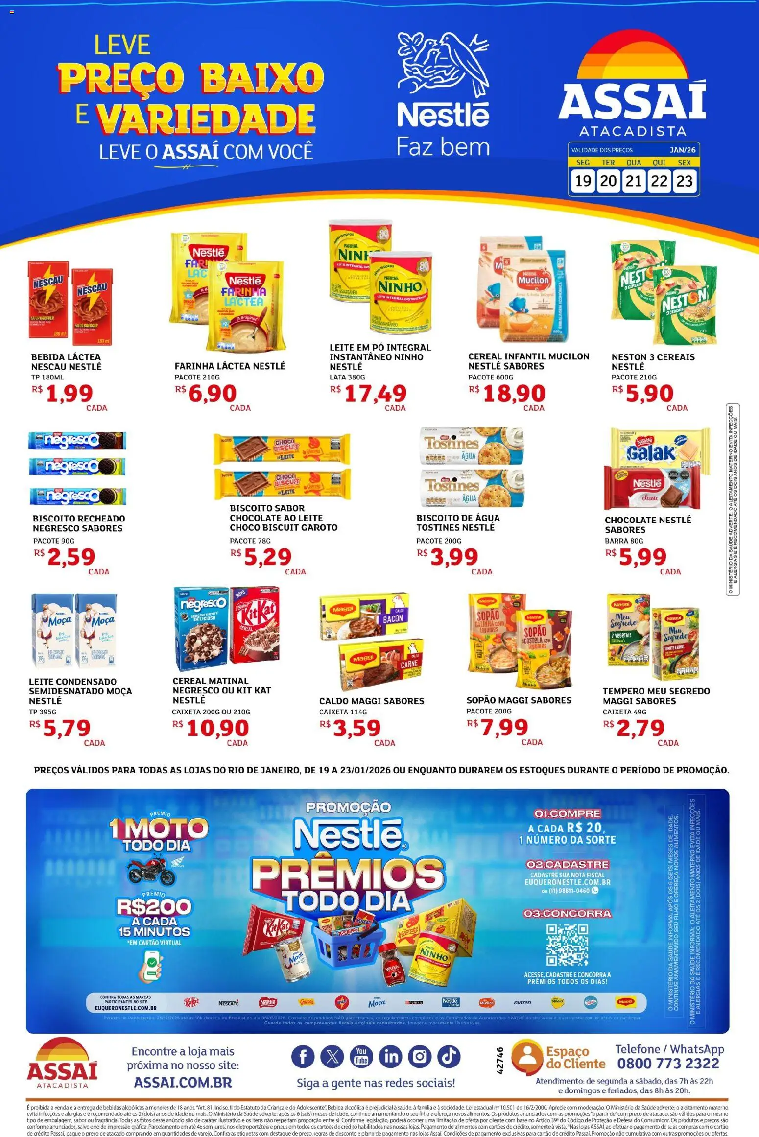 Assaí Atacadista Folheto - válido de 19.01.2026 | Página: 1 | Produtos: Biscoito, Baixo, Biscoito recheado, Leite em pó
