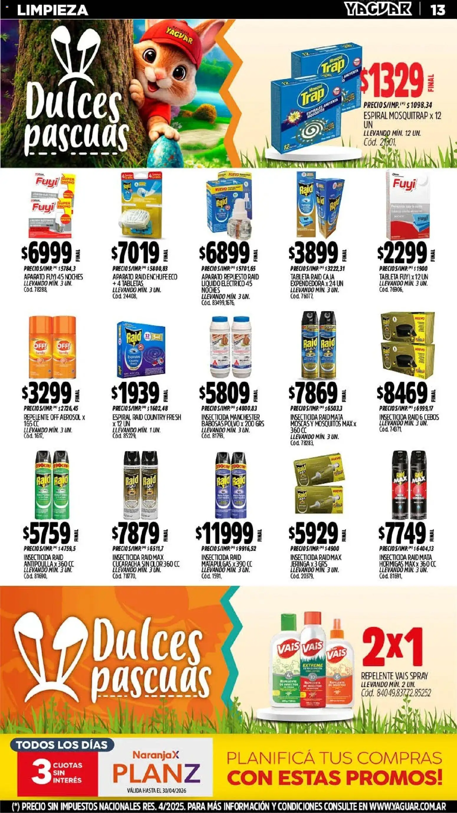 Yaguar - Oferta Semanal Santa Fé │ válido desde el 30.03.2026 | Página: 13 | Productos: Repelente, Enchufe, Caja, Polvo