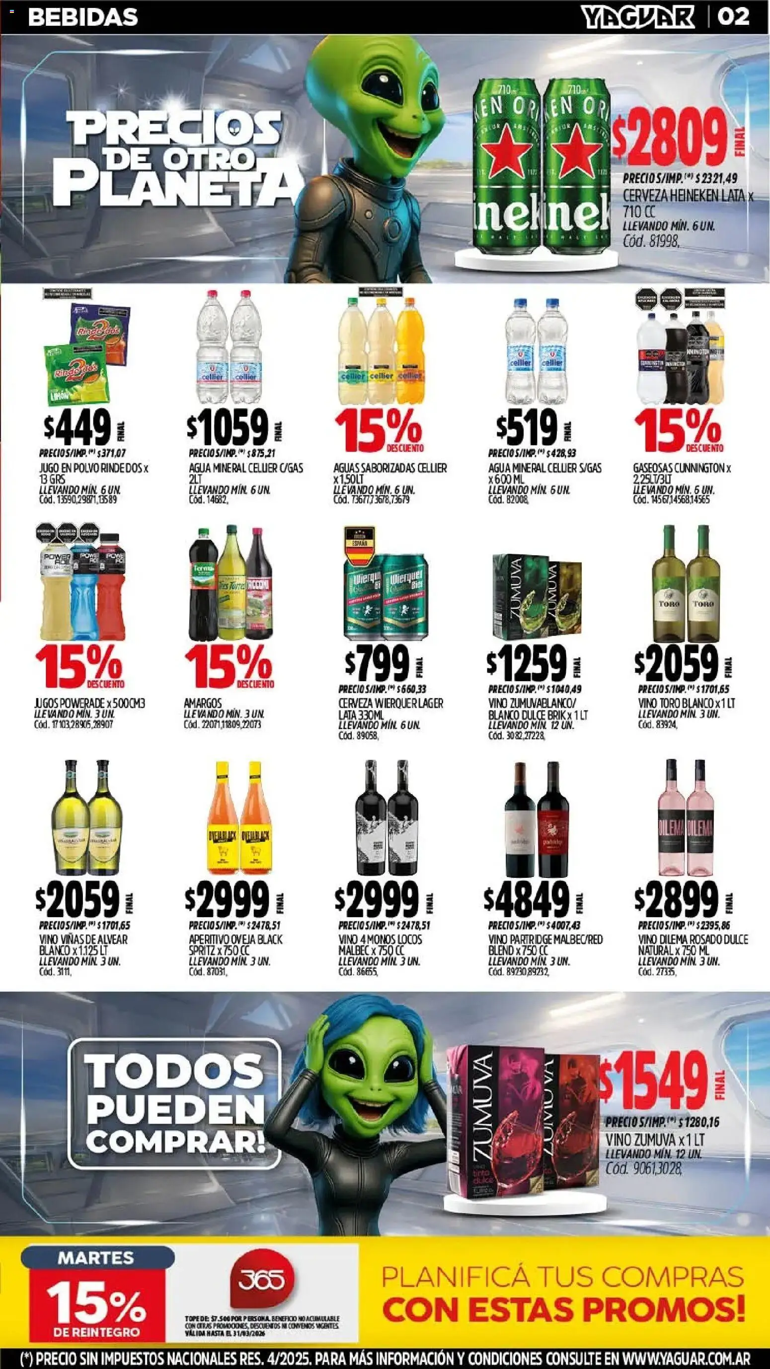 Yaguar - Oferta Semanal Mendoza │ válido desde el 02.03.2026 | Página: 2 | Productos: Polvo, Agua, Jugo, Vino
