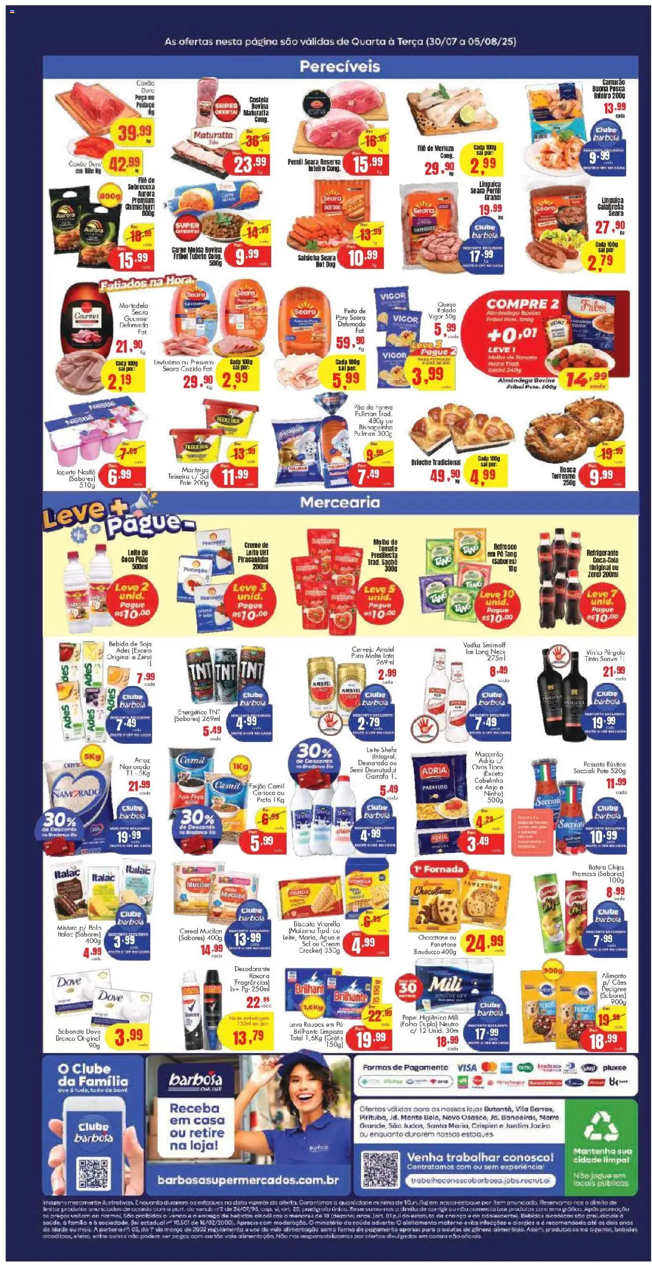 Barbosa Supermercados Folheto - válido de 30.07.2025 | Página: 2 | Produtos: Presunto, Carne, Mucilon, Soja