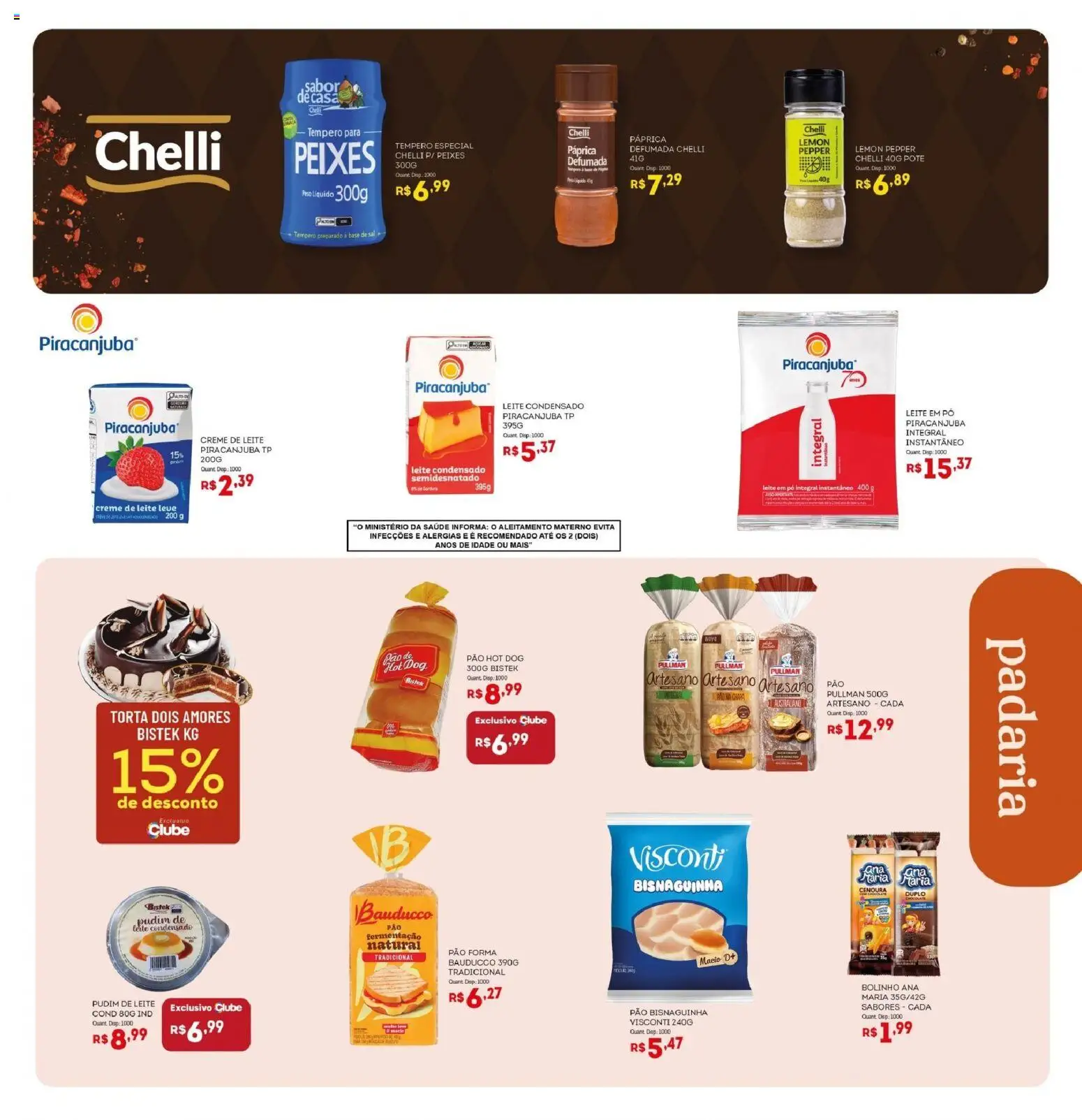 Bistek Supermercados Folheto - válido de 28.01.2026 | Página: 9 | Produtos: Pão, Chocolate, Leite condensado, Leite em pó