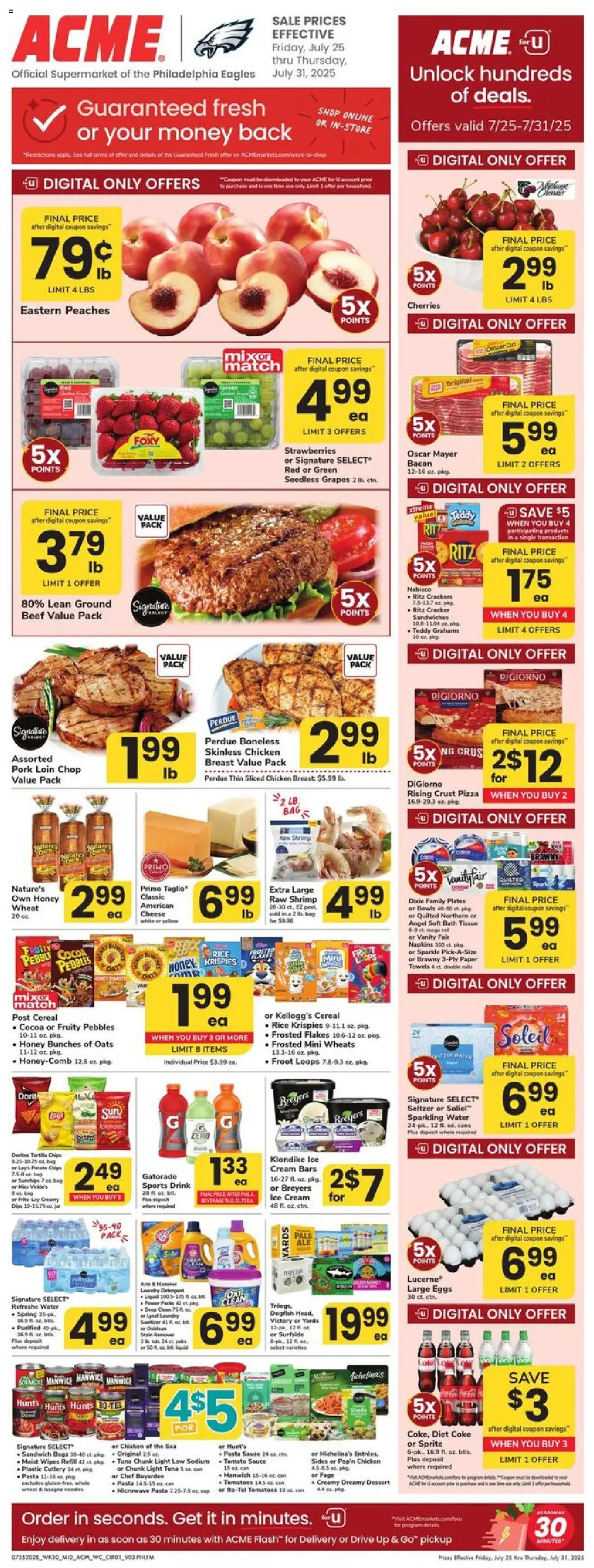 Acme Weekly Ad - PA - valid from 25.07.2025 | Page: 1 | Products: Cherries, Pork, Beef, Strawberries