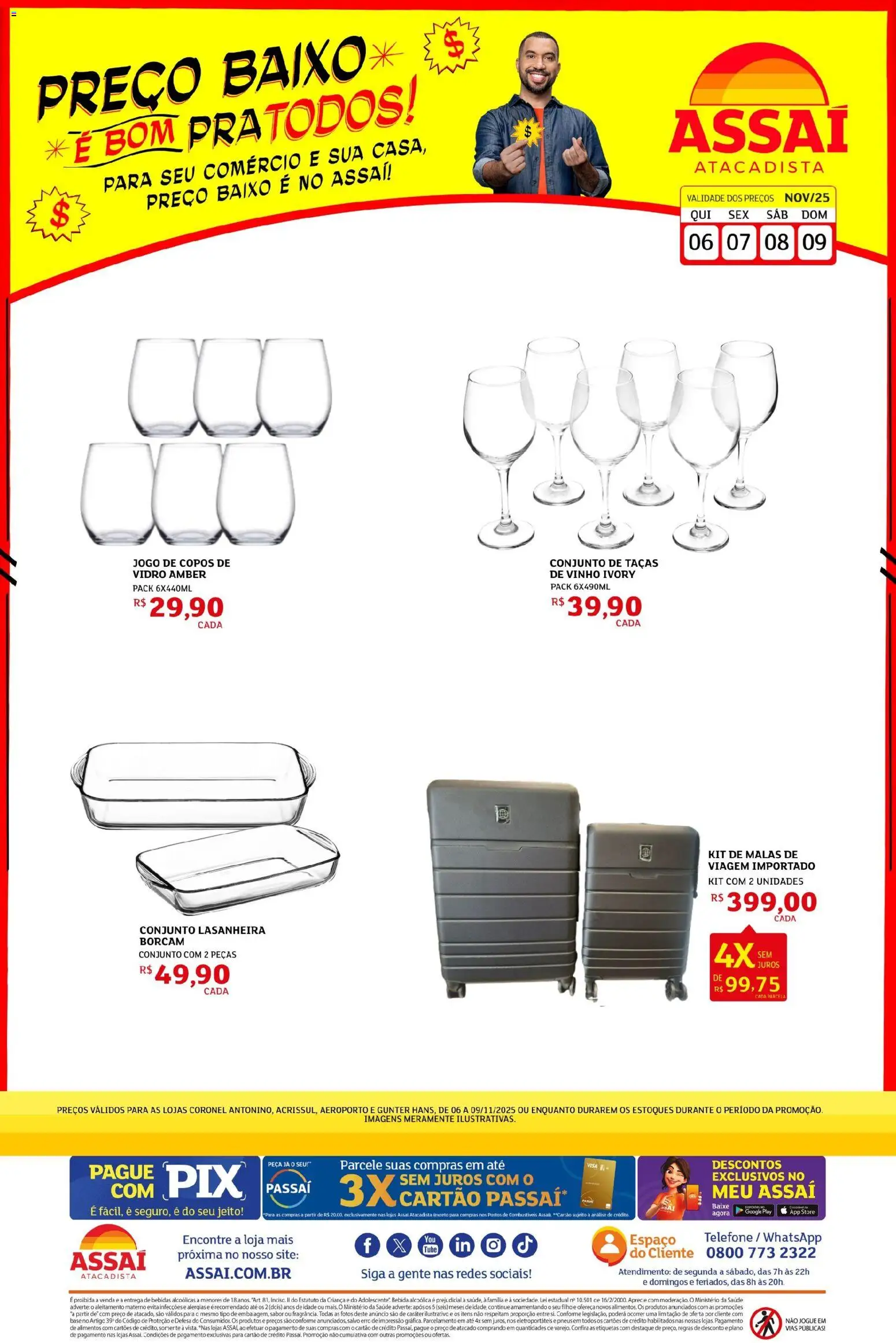 Assaí Atacadista Folheto - válido de 06.11.2025 | Página: 1 | Produtos: Vinho, Pneus, Baixo, Copos