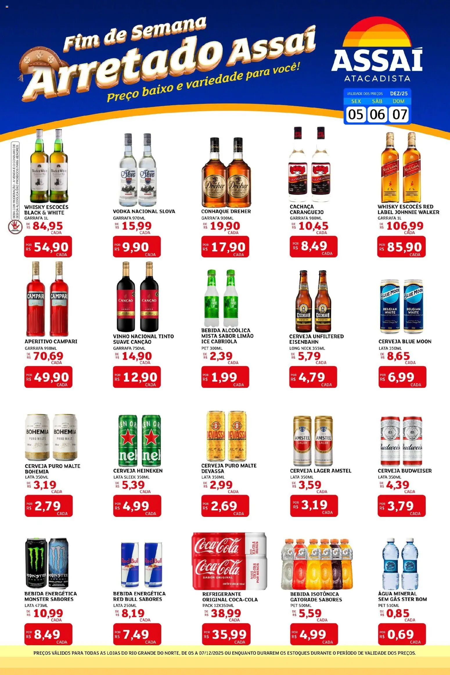 Assaí Atacadista Folheto - válido de 05.12.2025 | Página: 1 | Produtos: Cachaça, Whisky, Cerveja, Baixo