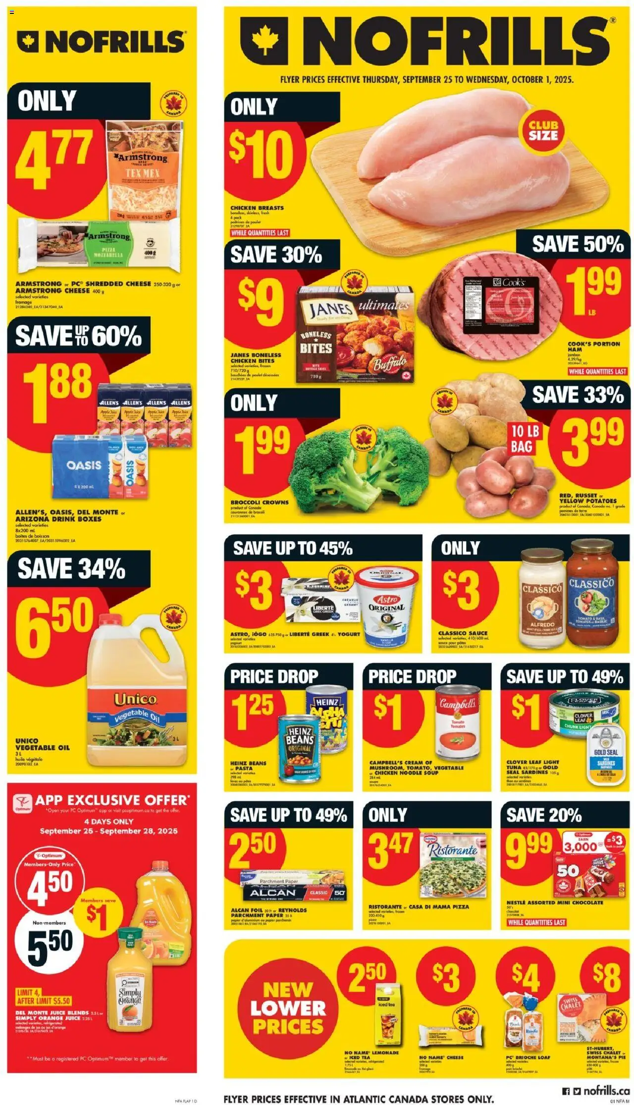 No Frills flyer valid from 25.09.2025 | Page: 1 | Products: PC, Oil, Pizza, Chicken
