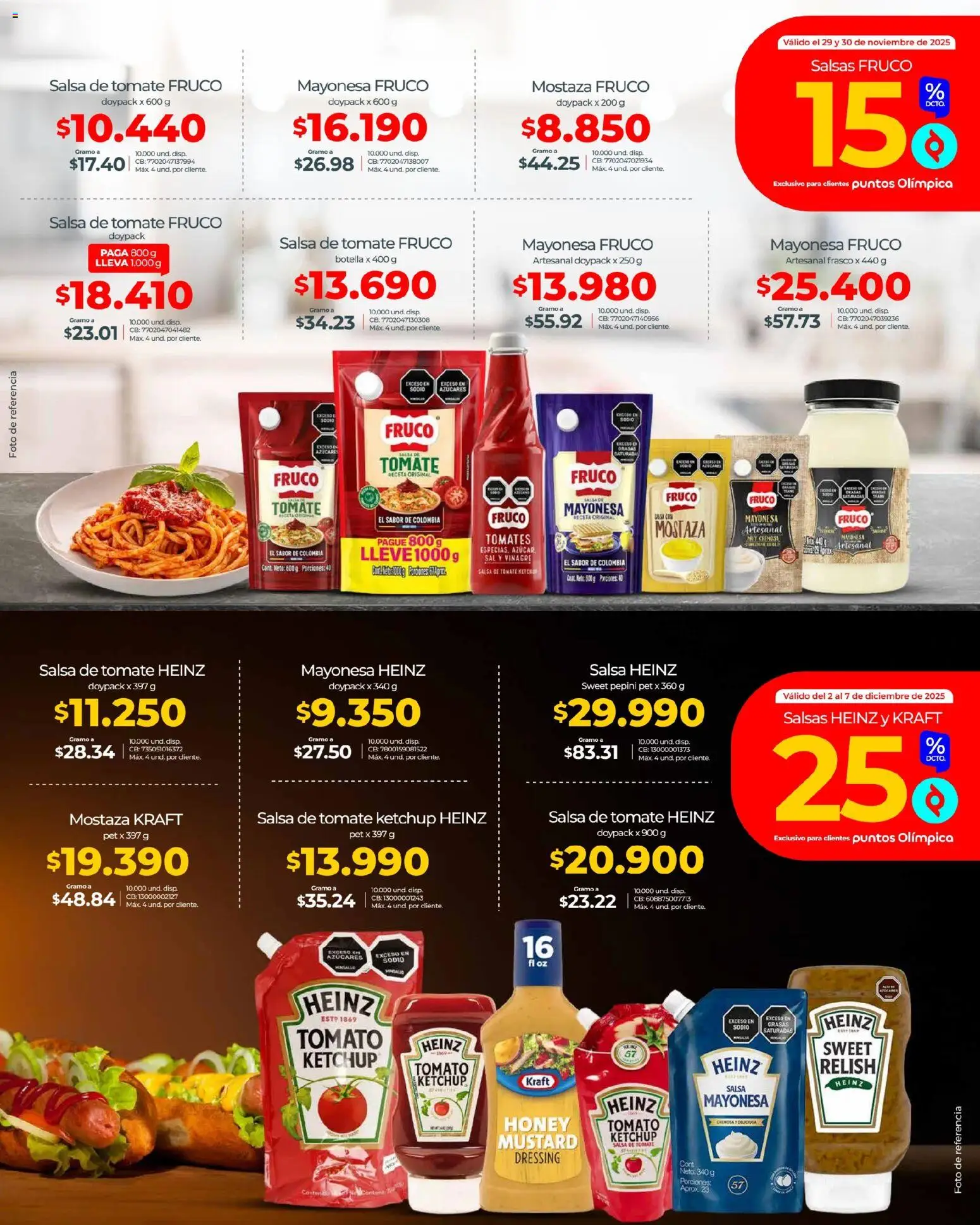 Olímpica revista - valida desde el 22.11.2025 | Página: 9 | Productos: Salsa de tomate, Botella, Mayonesa, Mostaza