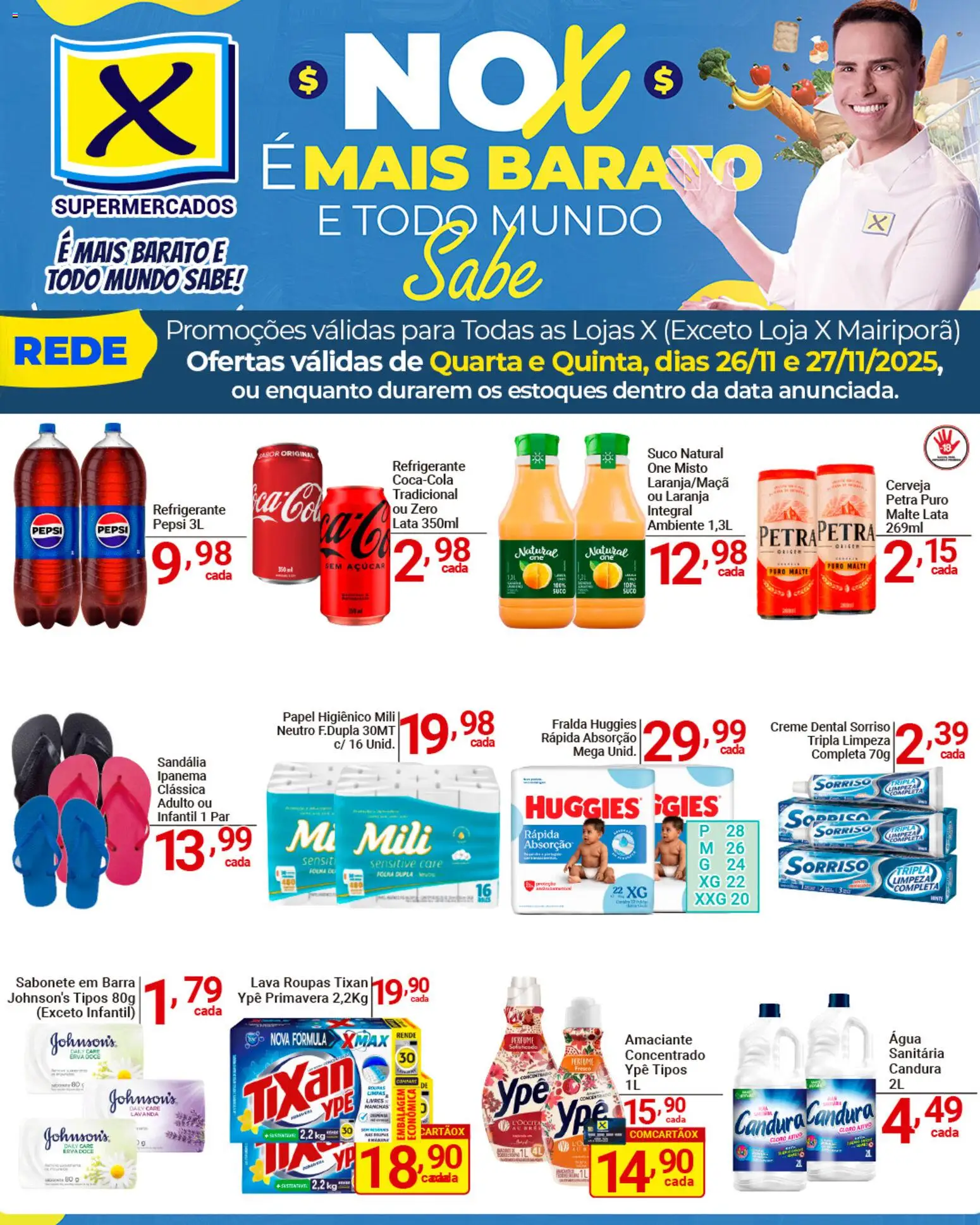 X Supermercados Folheto - válido de 26.11.2025 | Página: 3 | Produtos: Roupas, Sabonete, Açúcar, Papel higiênico
