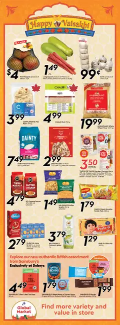 Preview of Sobeys weekly flyer / circulaire from shop Sobeys valid from 02.04.2026 | Page: 15 | Products: Noodles, Butter, Juice, Chicken