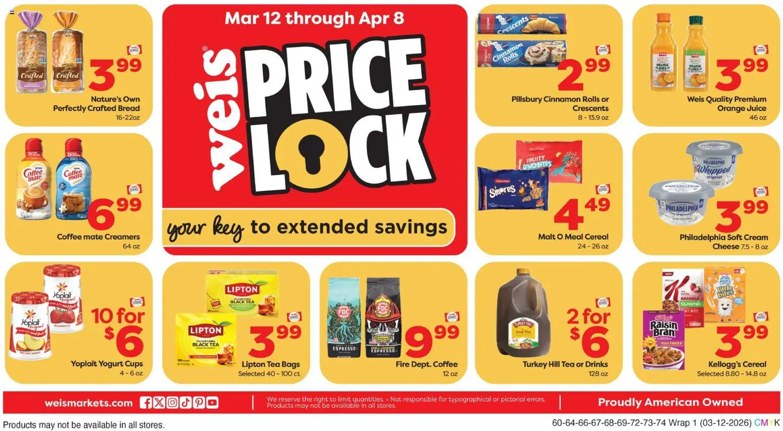 Weis Weekly Circular - WV - valid from 12.03.2026 | Page: 5 | Products: Yogurt, Bread, Juice, Cream