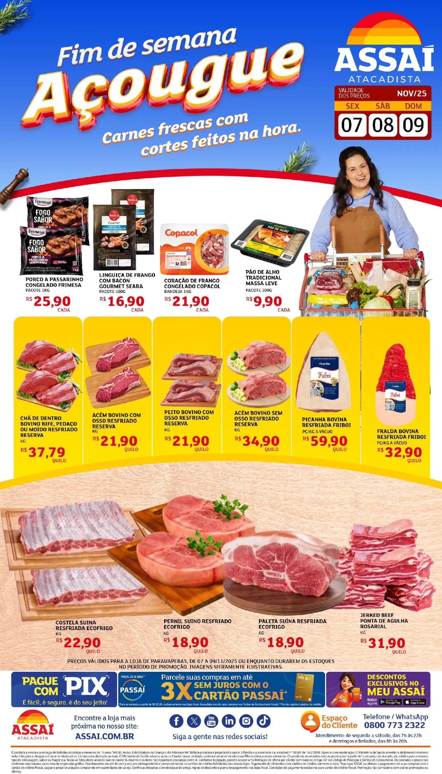 Assaí Atacadista Folheto - válido de 07.11.2025 | Página: 1 | Produtos: Pao de alho, Pão, Chá, Bandeja