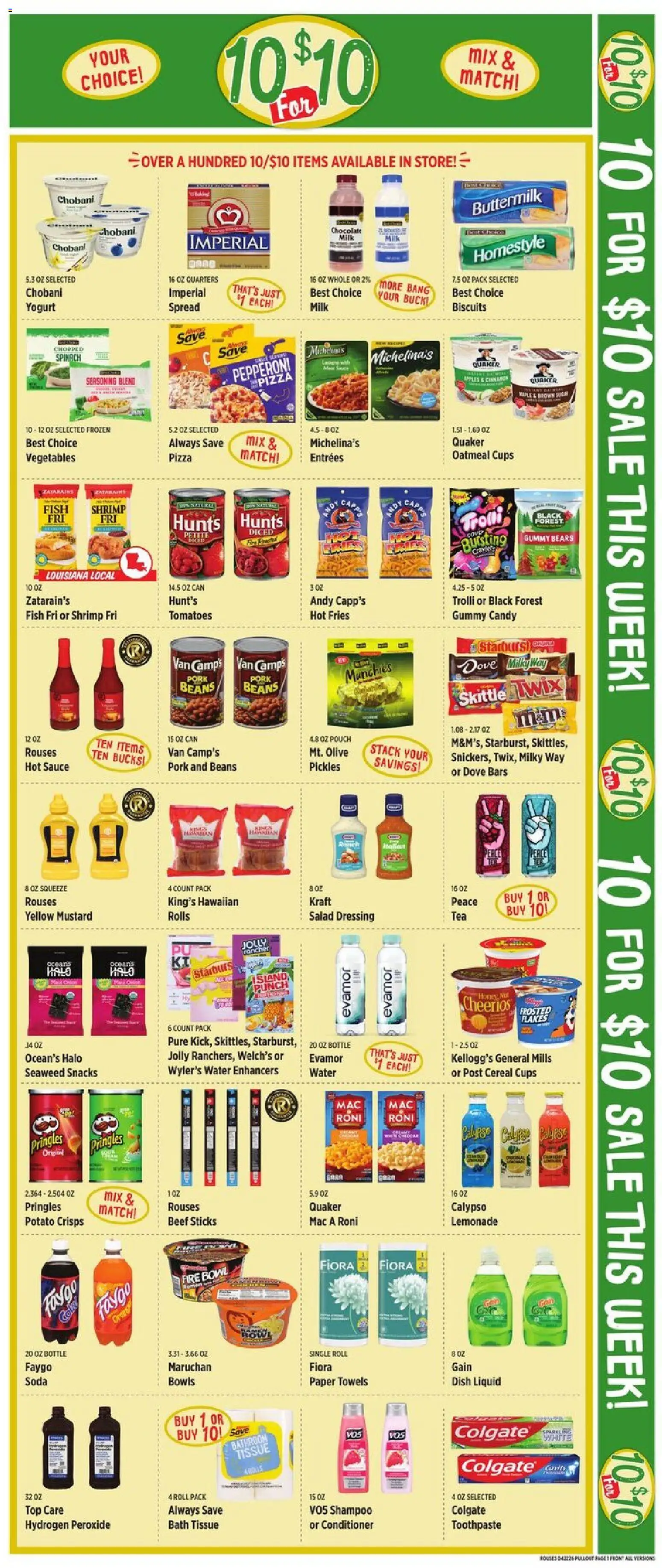 Rouses Weekly Ad - MS - valid from 22.04.2026 | Page: 3 | Products: Spinach, Pizza, Fish, Vegetables