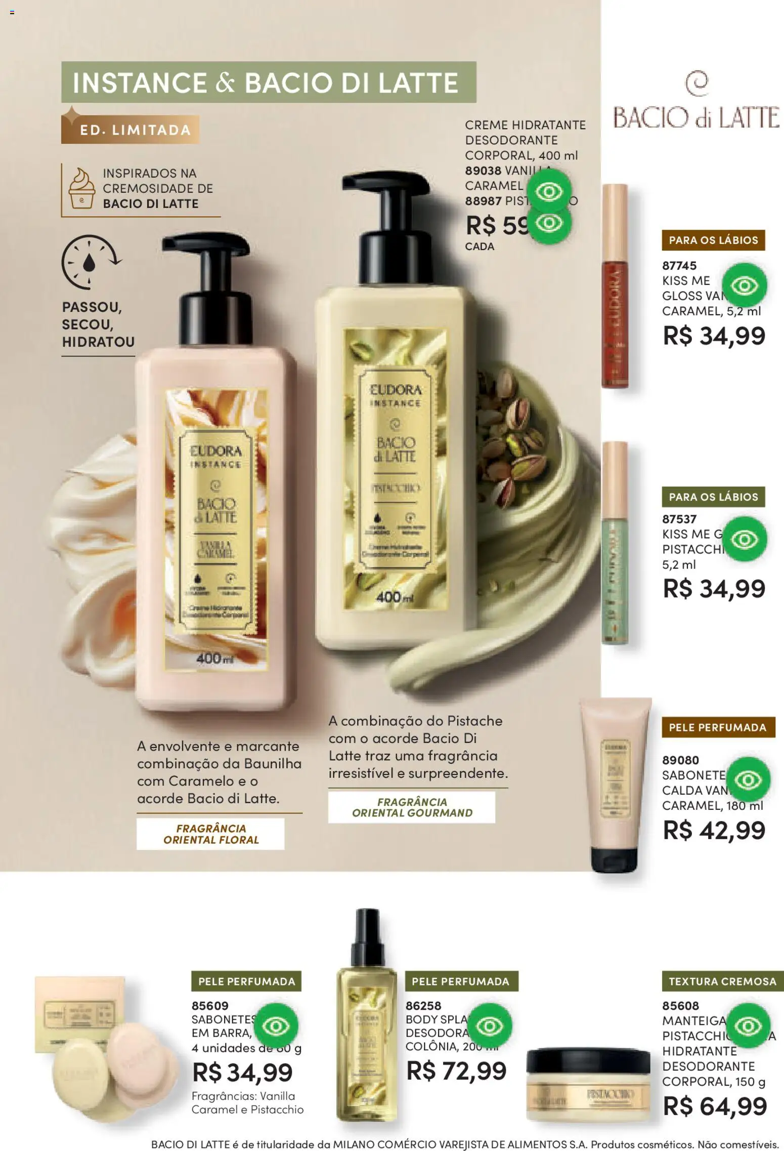 Eudora Folheto - válido de 08.01.2026 | Página: 57 | Produtos: Pistache, Fragrância, Desodorante, Body