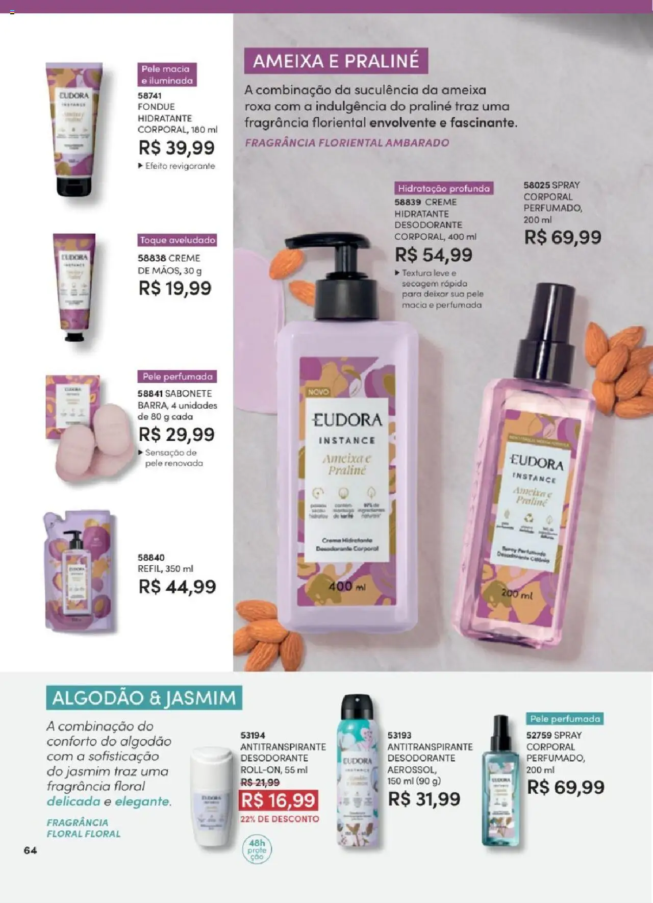 Eudora Folheto - válido de 06.06.2025 | Página: 64 | Produtos: Desodorante, Creme, Sabonete, Algodão