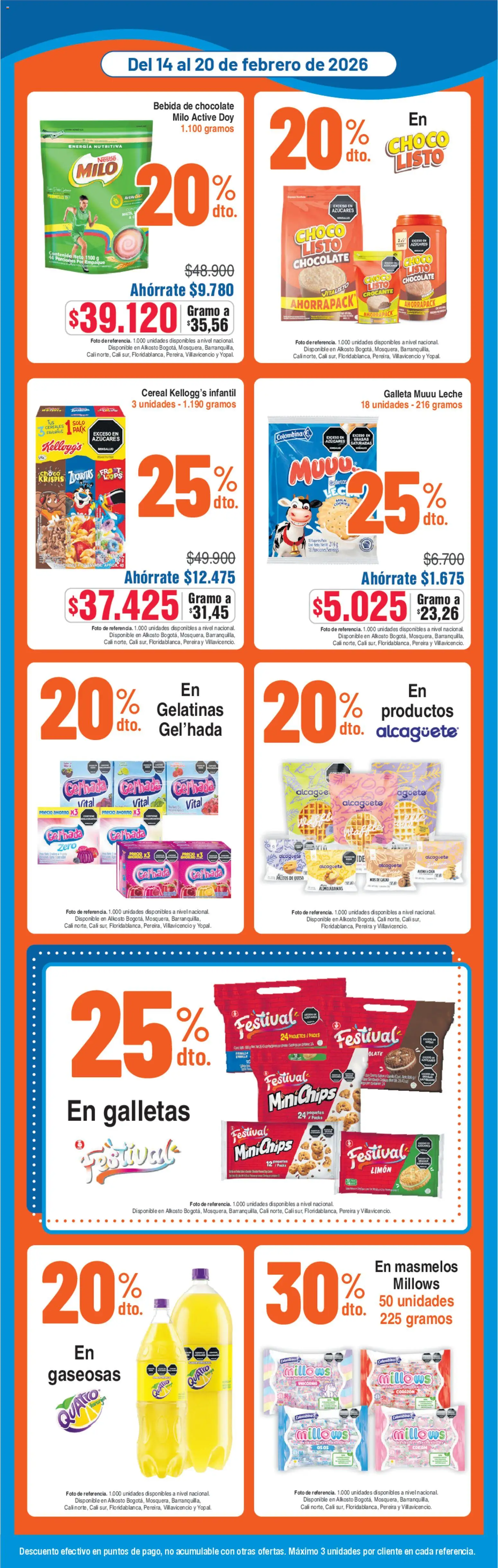 Alkosto revista - valida desde el 14.02.2026 | Página: 3 | Productos: Avena, Leche, Queso, Chocolate