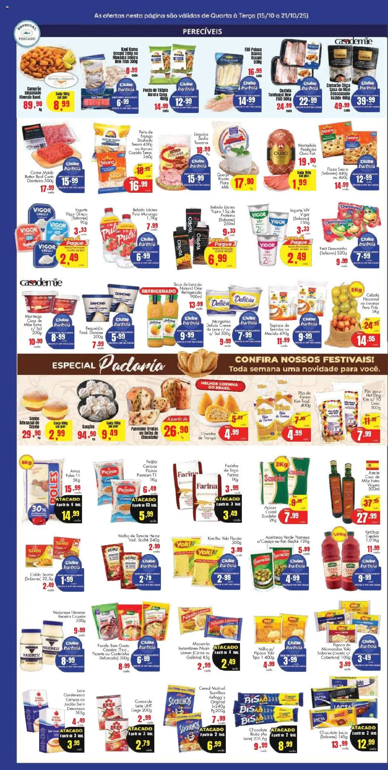 Barbosa Supermercados Folheto - válido de 15.10.2025 | Página: 3 | Produtos: Azeitonas, Pizza, Mortadela, Panetone