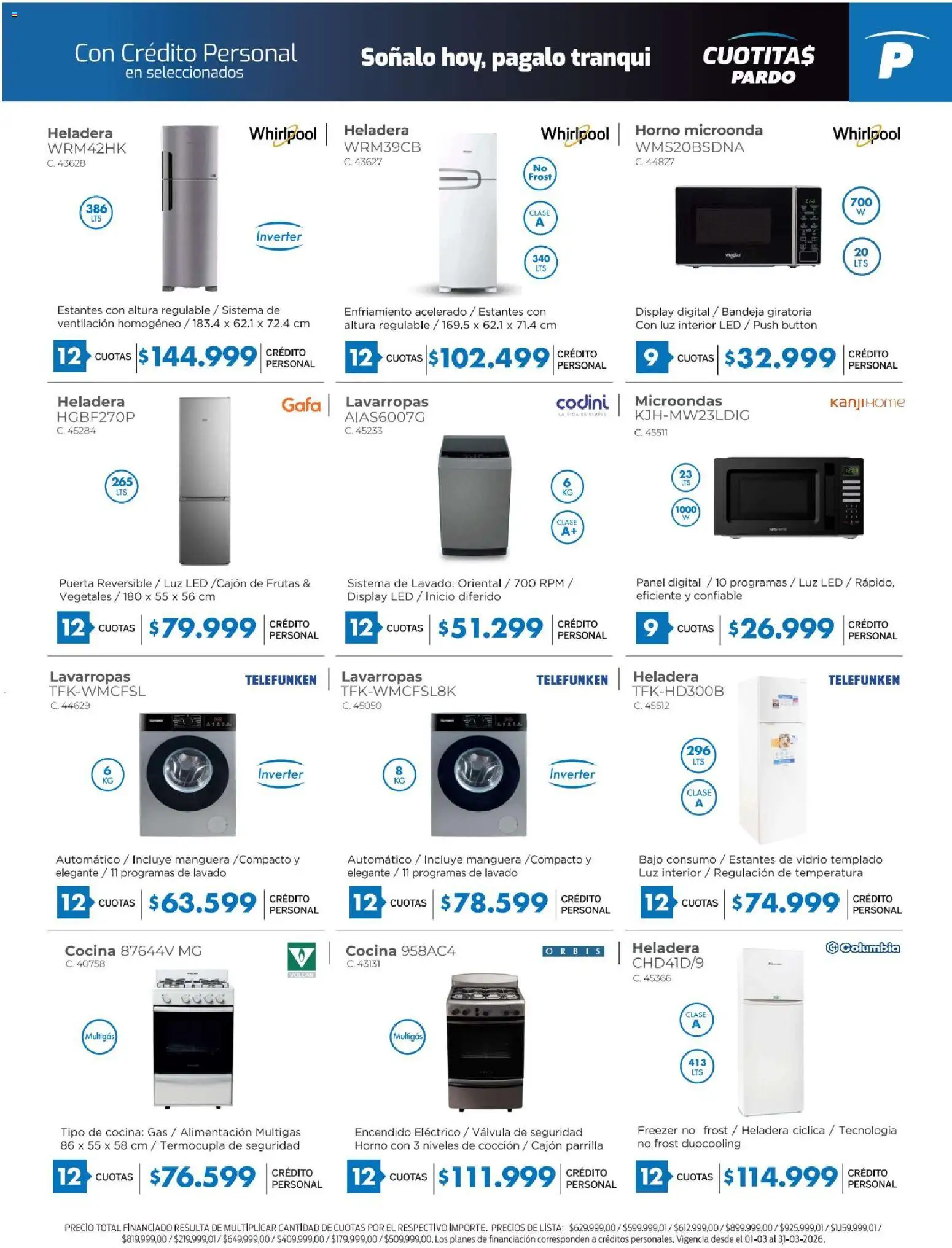 Pardo catálogo │ válido desde el 01.03.2026 | Página: 9 | Productos: Estantes, Cocina, Heladera, Microondas