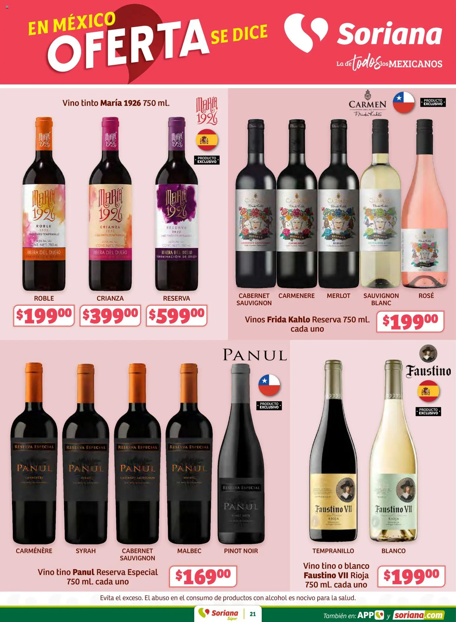 Nuevas ofertas de Soriana válidas en toda la República Mexicana desde el 27.02.2026. ¡Encuentra las mejores ofertas en Soriana Preciazazaso Súper: Coah, Tamaulipas! | Página: 21 | Productos: Vino