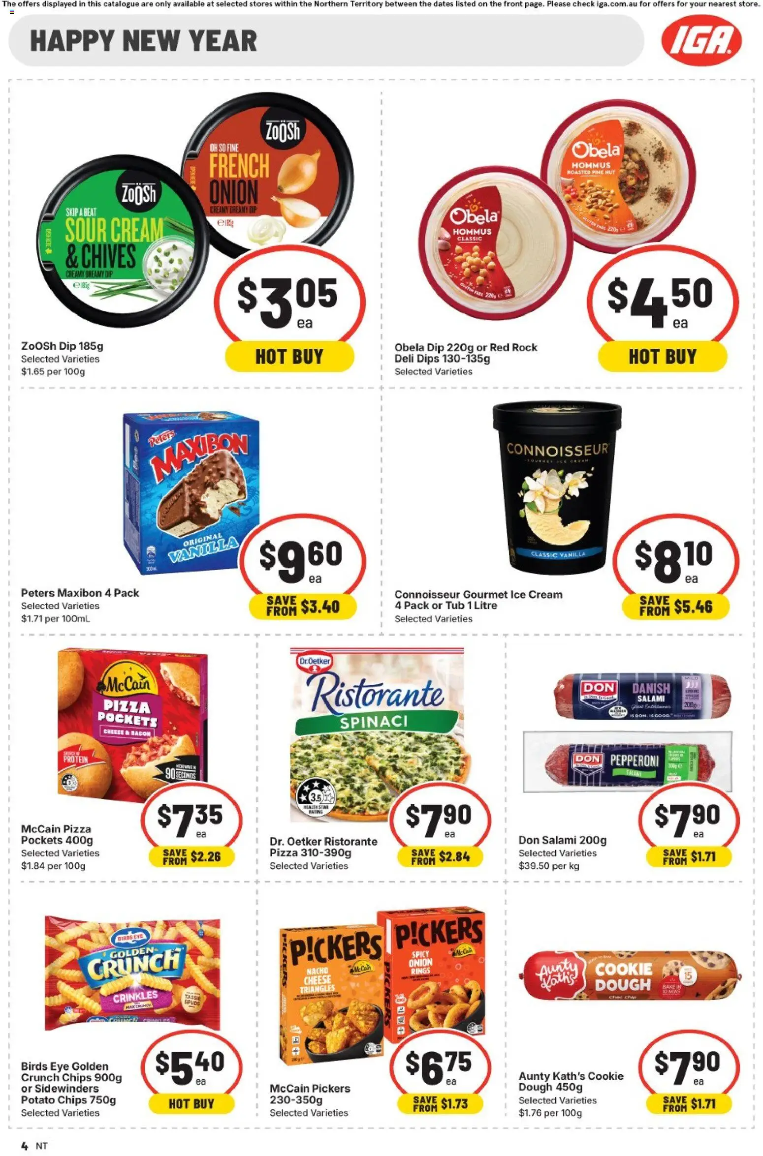 IGA catalogue - valid from 24.12.2025 | Page: 4 | Products: Bacon, Cheese, Cream, Ice cream