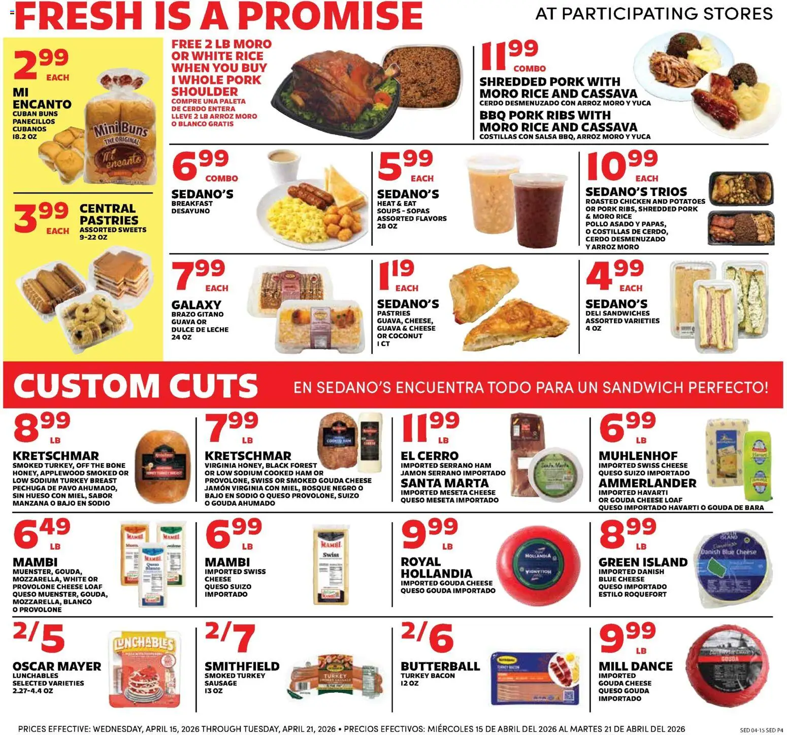 Sedano's Weekly Ad - valid from 15.04.2026 | Page: 4 | Products: Cheese, Ham, Pork, Sausage