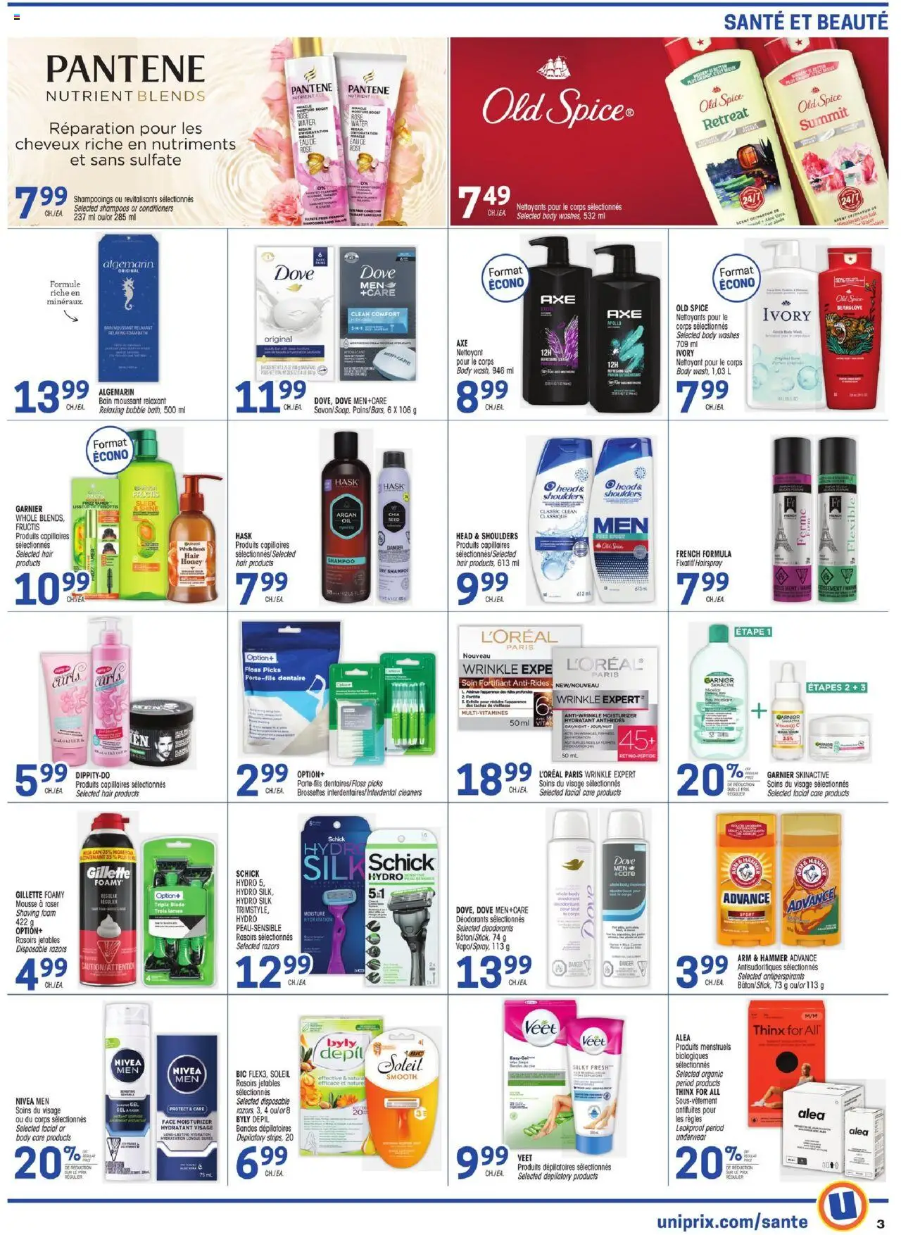 Uniprix flyer valid from 07.08.2025 | Page: 3 | Products: Shampoo, Shaving foam, Body wash, Underwear