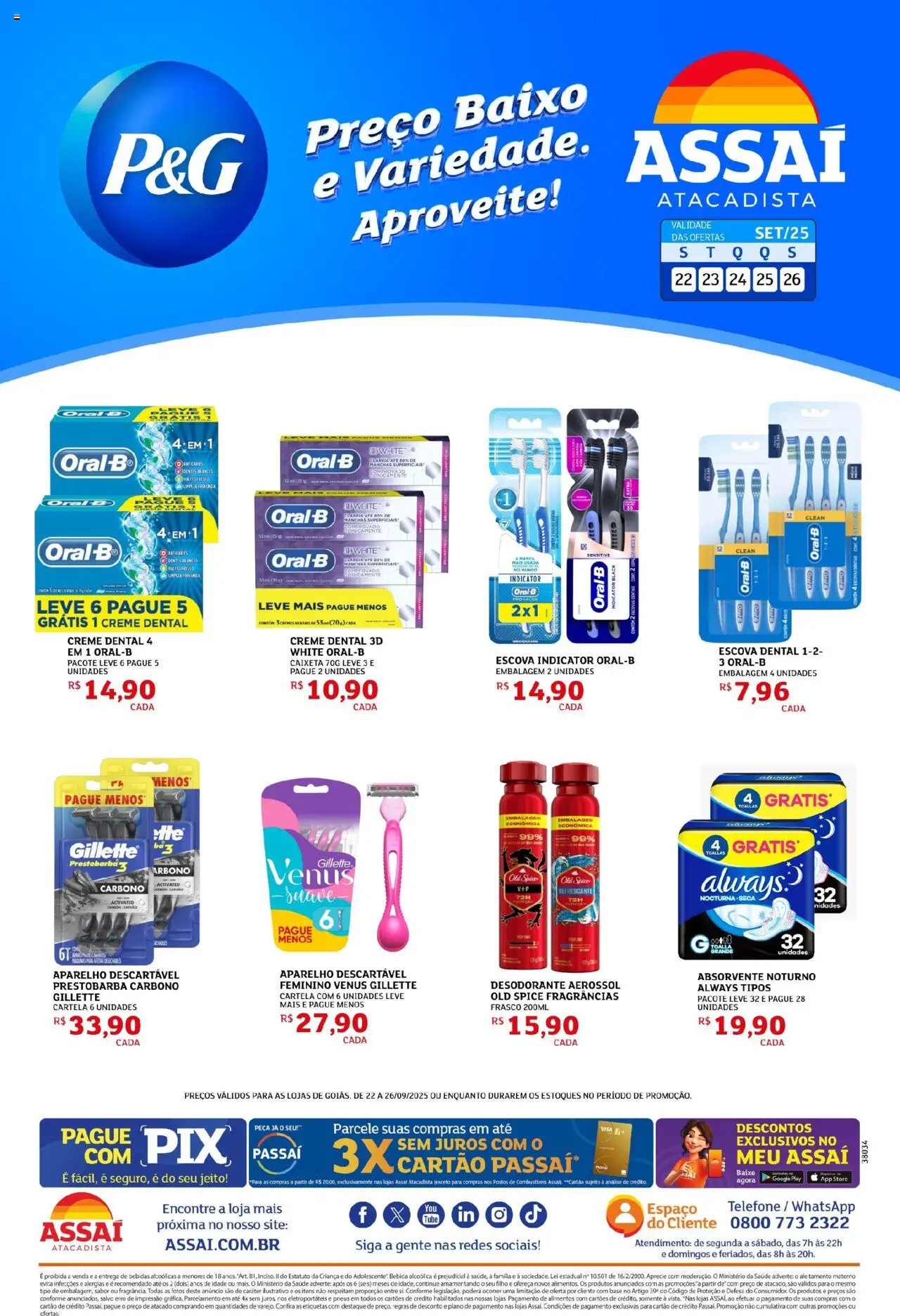 Assaí Atacadista Folheto - válido de 22.09.2025 | Página: 1 | Produtos: Pneus, Baixo, Bebida, Creme dental