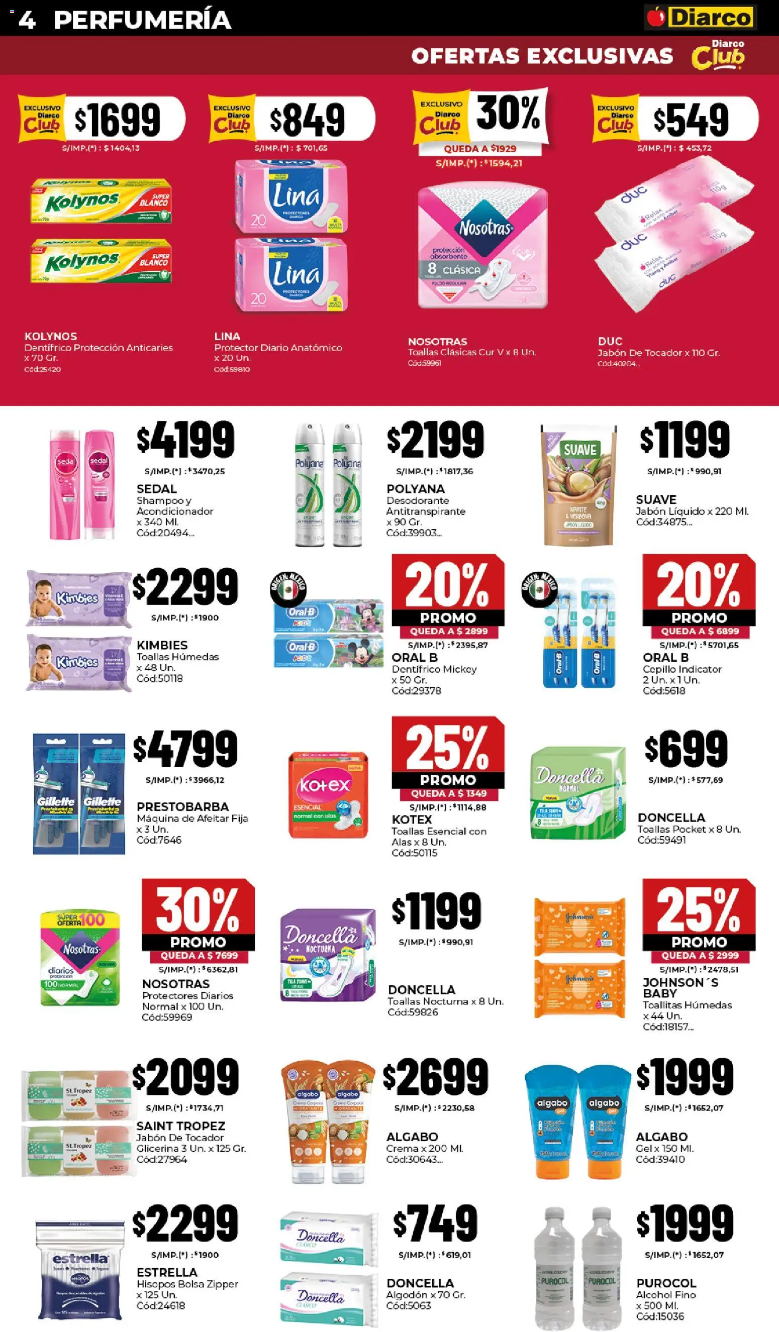 Diarco - Ofertas Pueblo Interior │ válido desde el 23.03.2026 | Página: 4 | Productos: Toallas, Acondicionador, Antitranspirante, Protectores diarios
