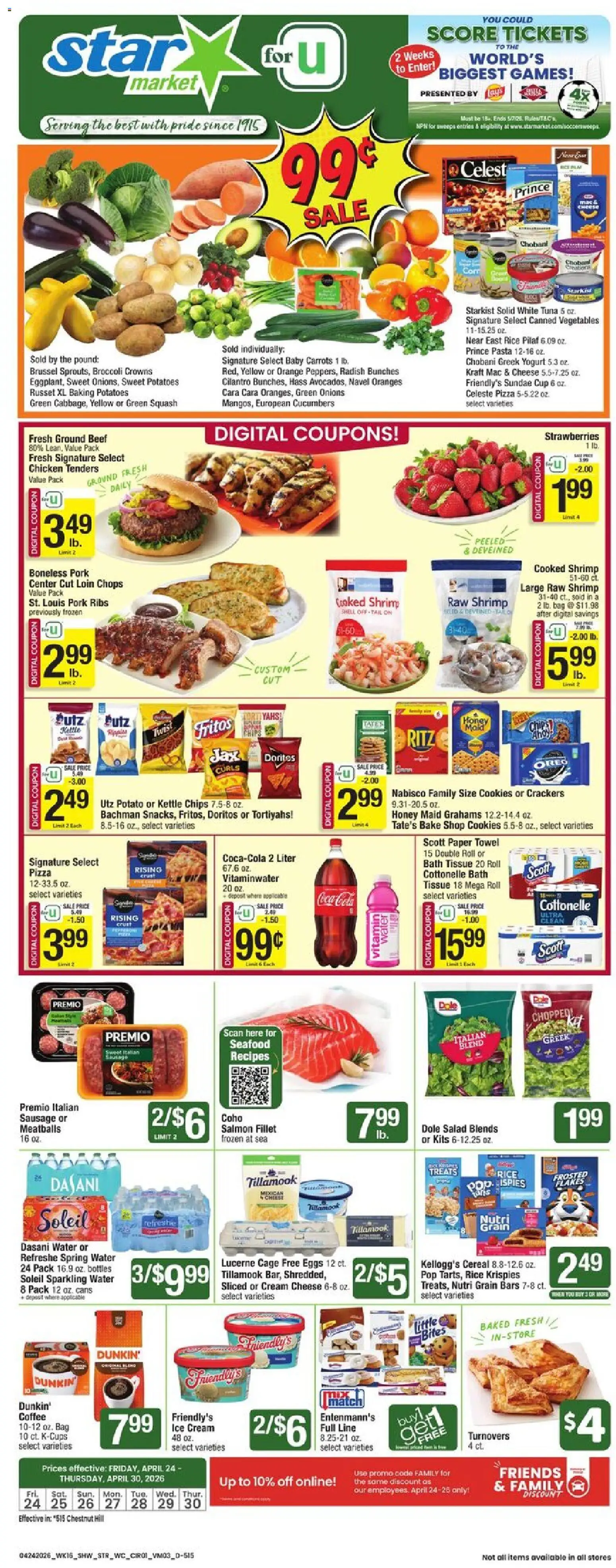 Star Market Weekly Ad - MA - valid from 24.04.2026 | Page: 1 | Products: Squash, Cheese, Pasta, Bag