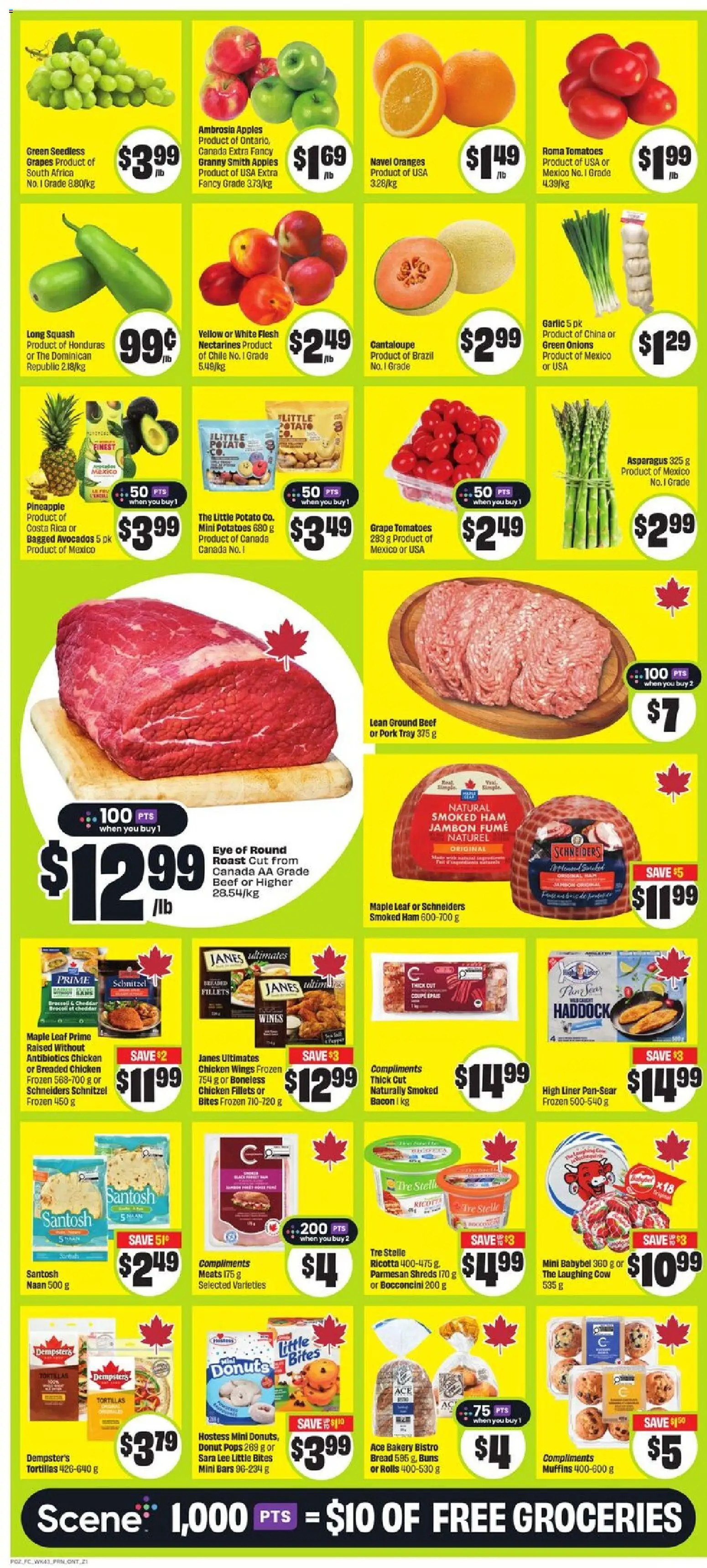 FreshCo flyer valid from 19.02.2026 | Page: 3 | Products: Potatoes, Bakery, Chicken, Pork