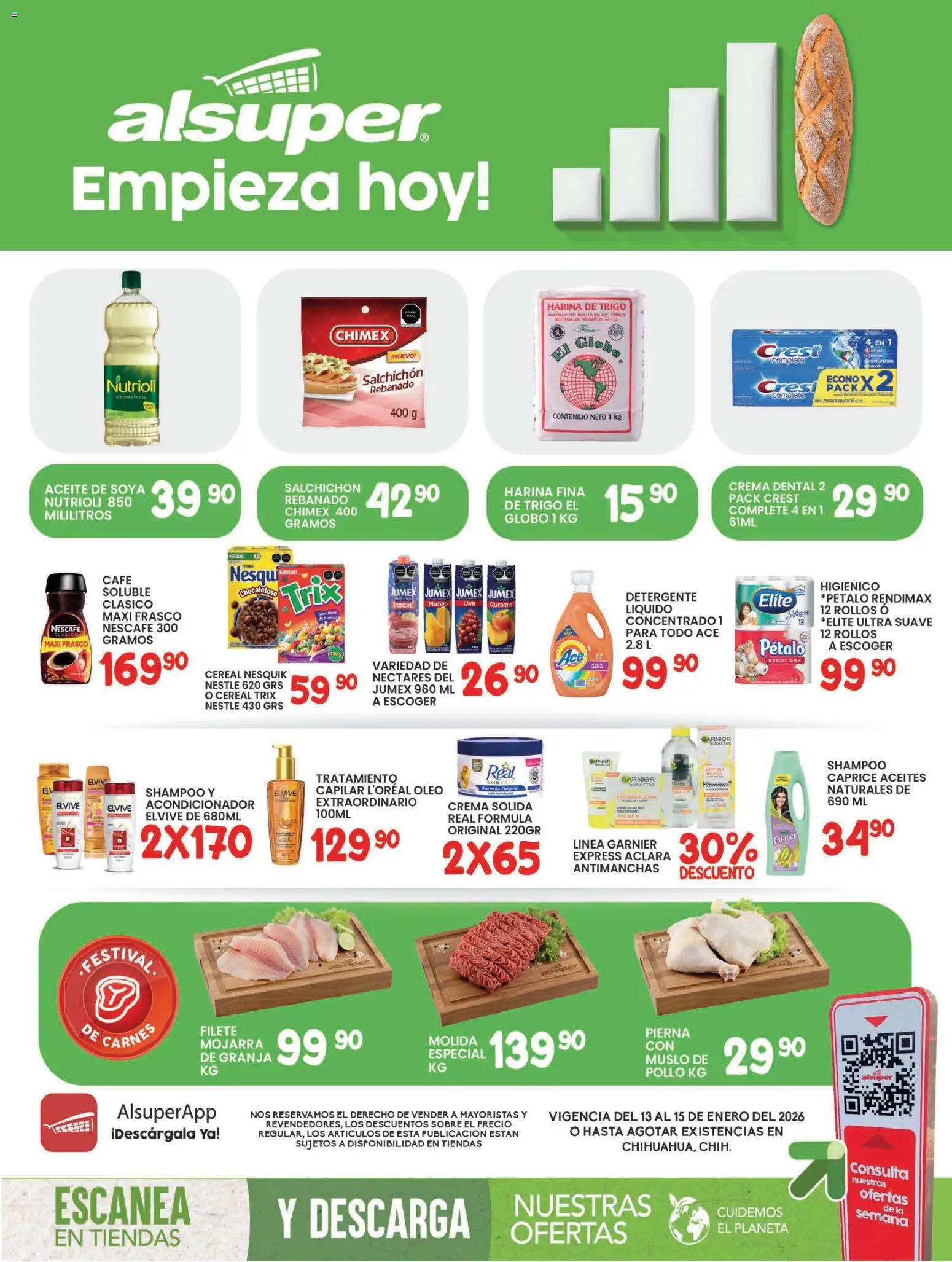 Nuevas ofertas de Alsuper válidas en toda la República Mexicana desde el 13.01.2026. ¡Encuentra las mejores ofertas en Alsuper folleto Chihuahua Capital! | Página: 1 | Productos: Crema, Frasco, Café, Sobre