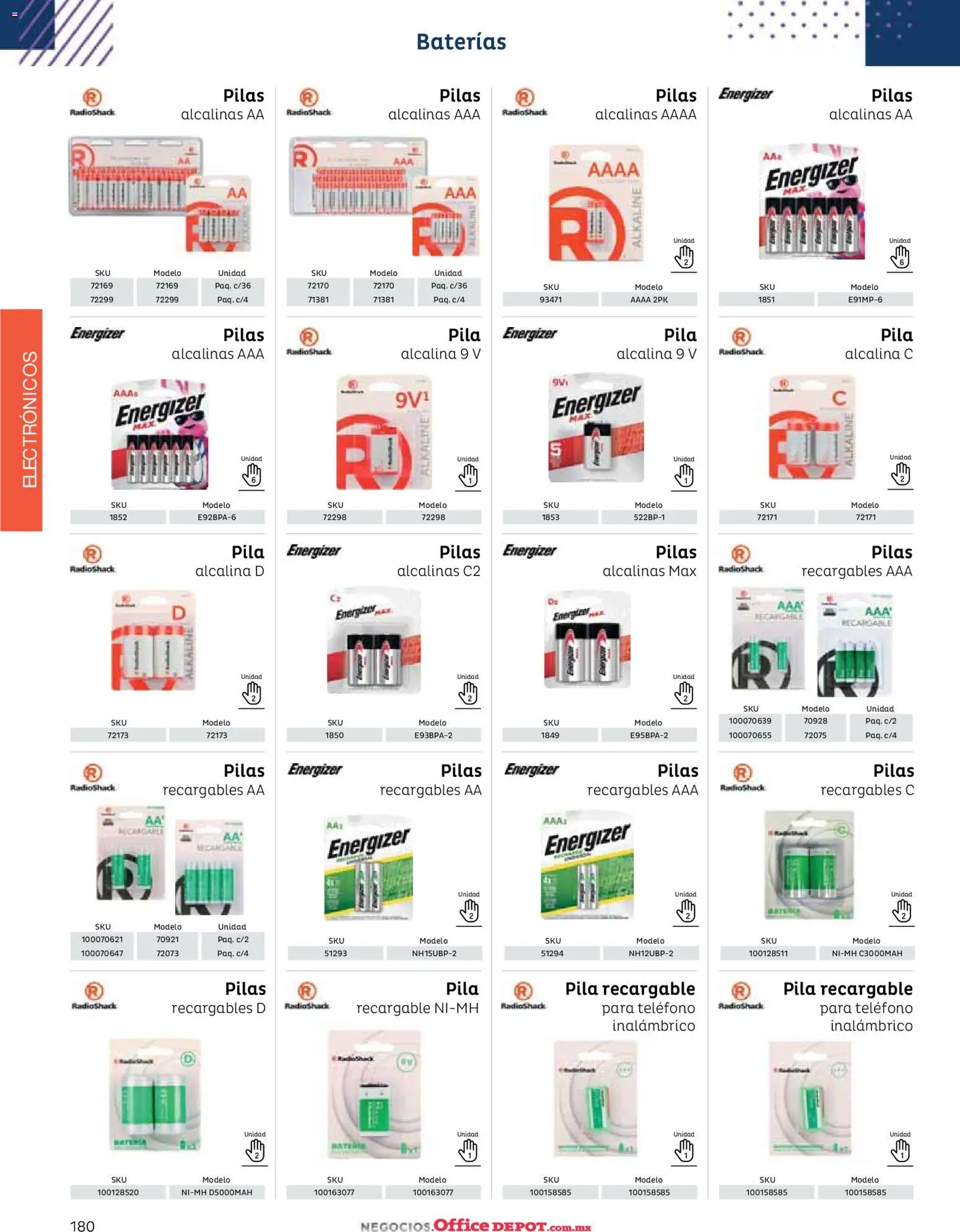 Nuevas ofertas de Office Depot válidas en toda la República Mexicana desde el 12.01.2026. ¡Encuentra las mejores ofertas en Office Depot catálogo 2026! | Página: 182 | Productos: Radio, Teléfono inalambrico, Teléfono, Pilas