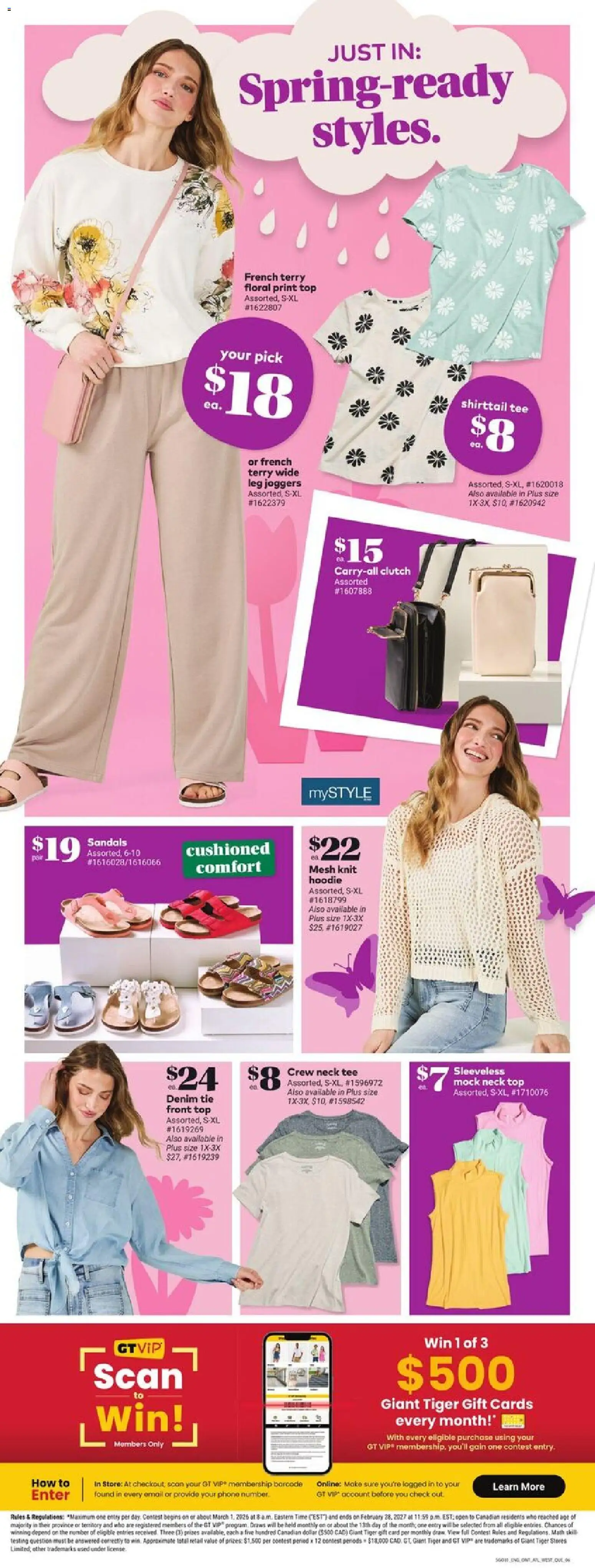 Giant Tiger flyer valid from 04.03.2026 | Page: 8 | Products: Sandals, Shoes, T-shirt, Hoodie