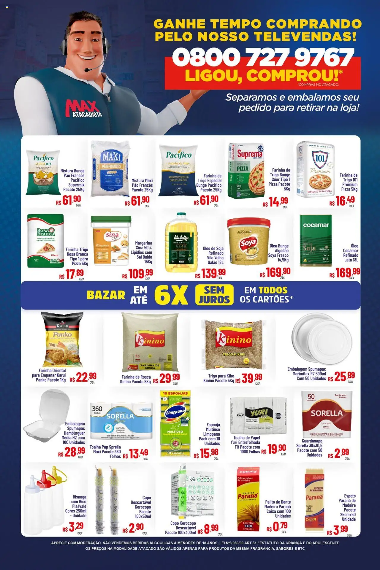 Max Atacadista Folheto - válido de 01.10.2025 | Página: 3 | Produtos: Esponja, Farinha de trigo, Pizza, Palito de dente